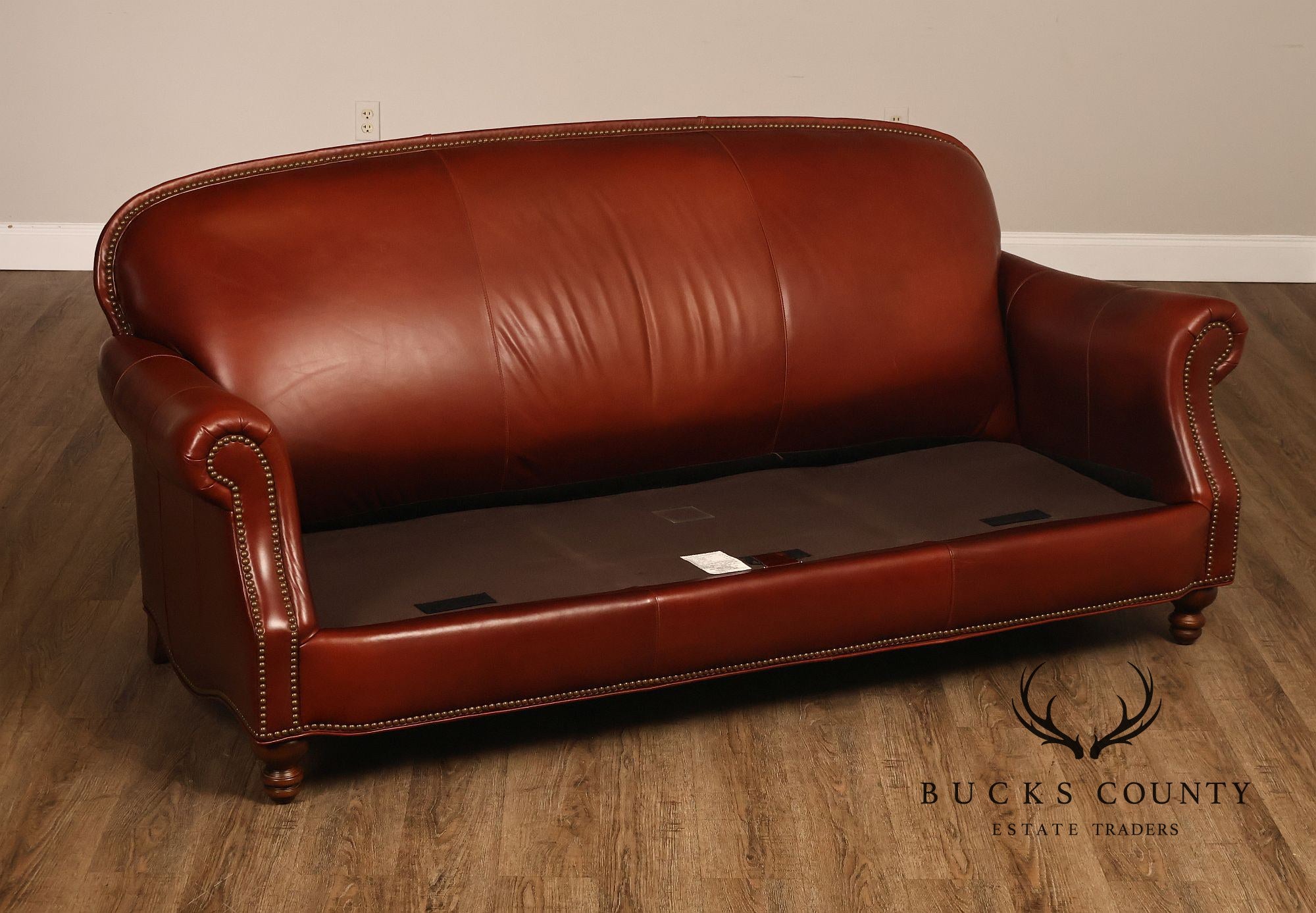 Bradington-Young Traditional Style Leather Three Cushion Sofa