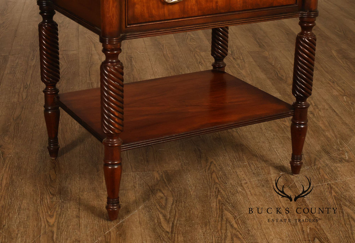 Ethan Allen "Newport" Pair Of Mahogany Two Drawer Nightstands