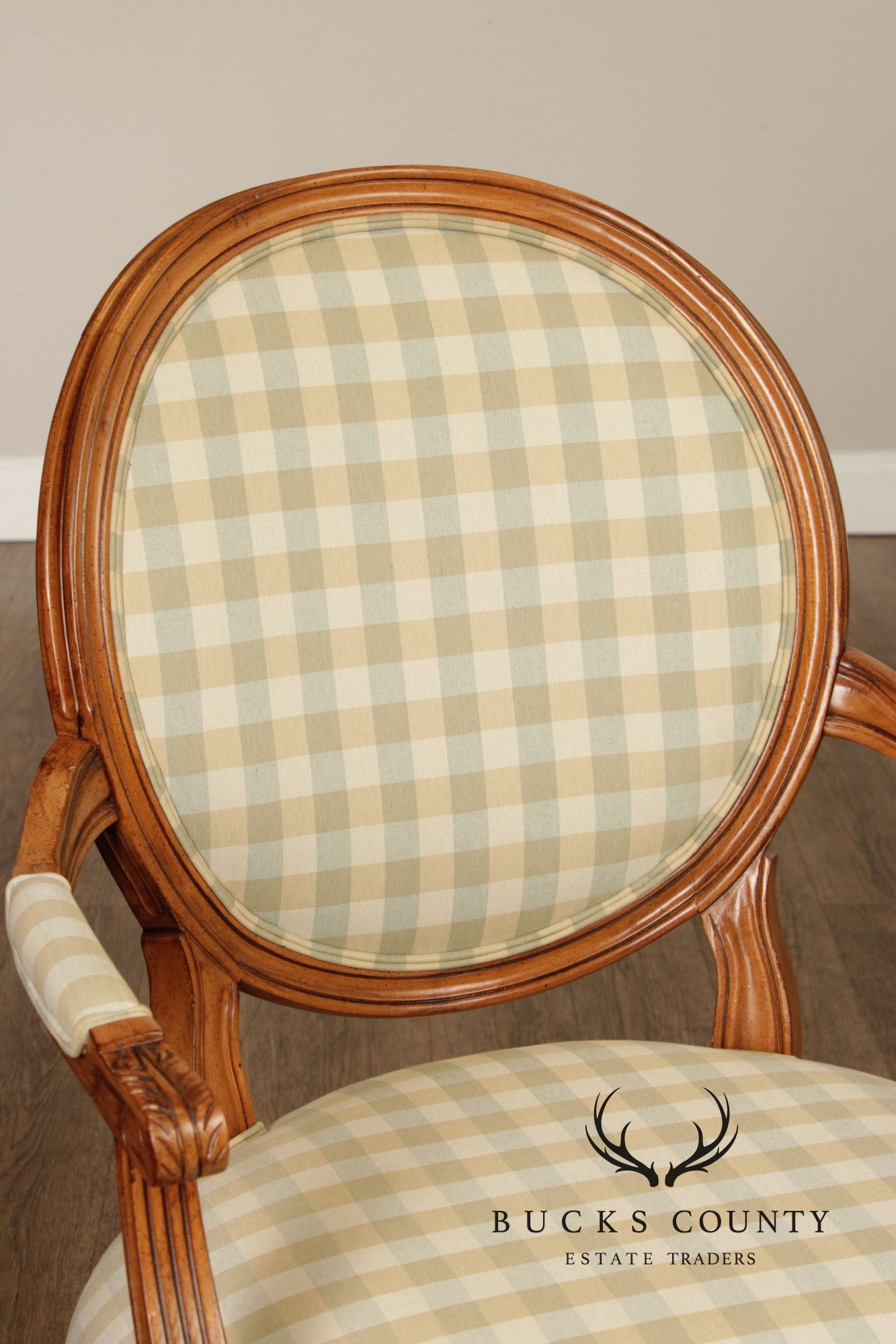 Ethan Allen French Louis XVI Style Pair of Fauteuil Armchairs