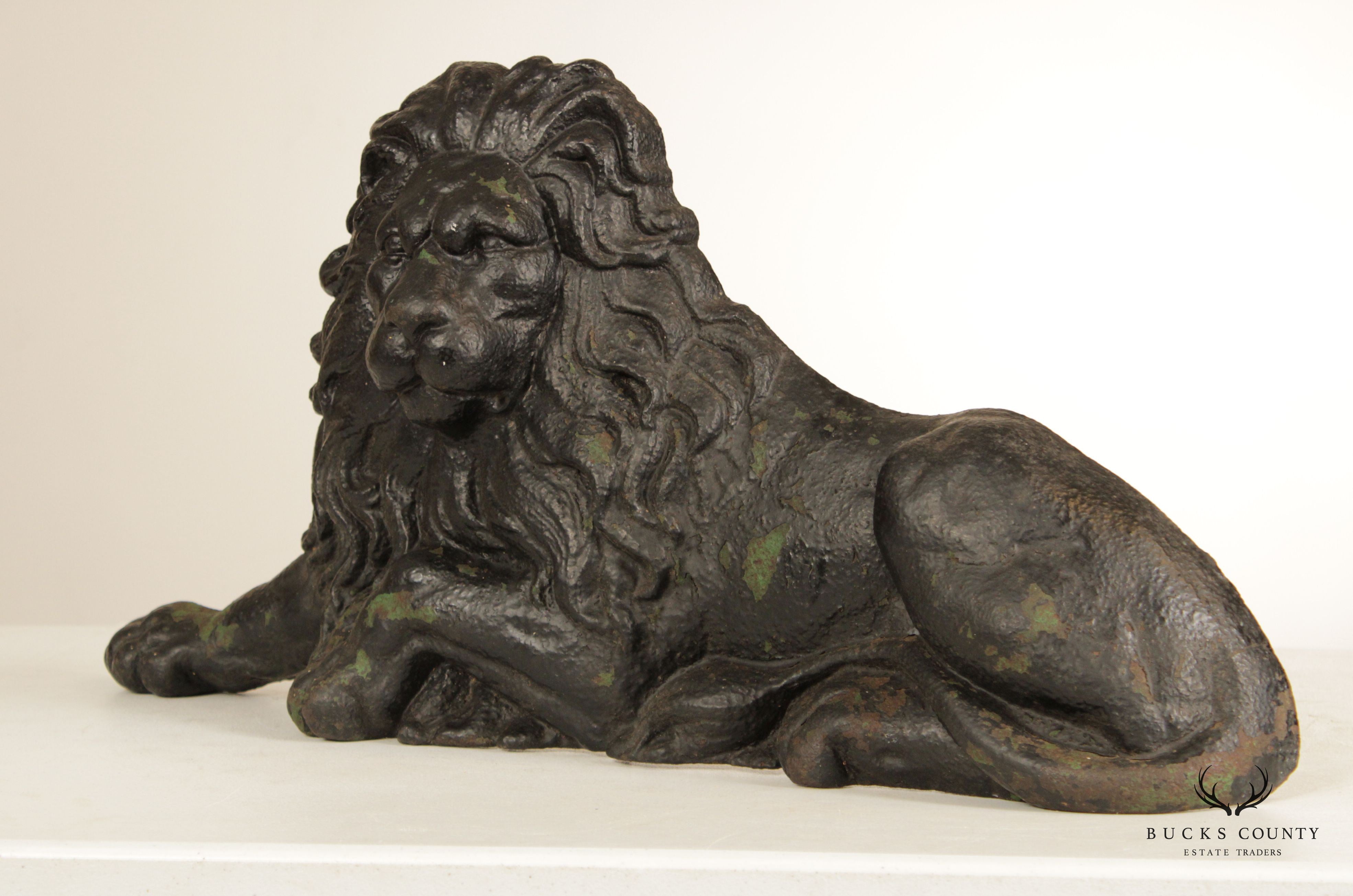 Antique Cast Iron Crouching Lion Doorstop
