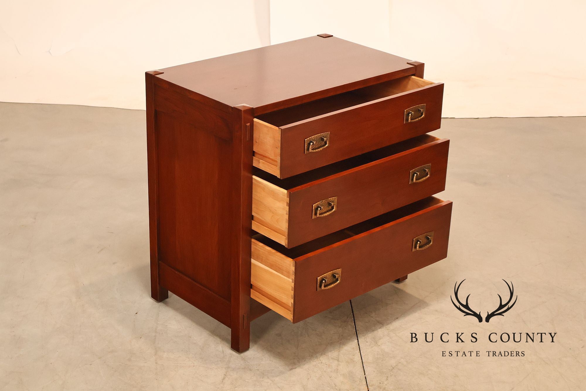 Stickley Mission Collection Pair Of Cherry Three Drawer Nightstands