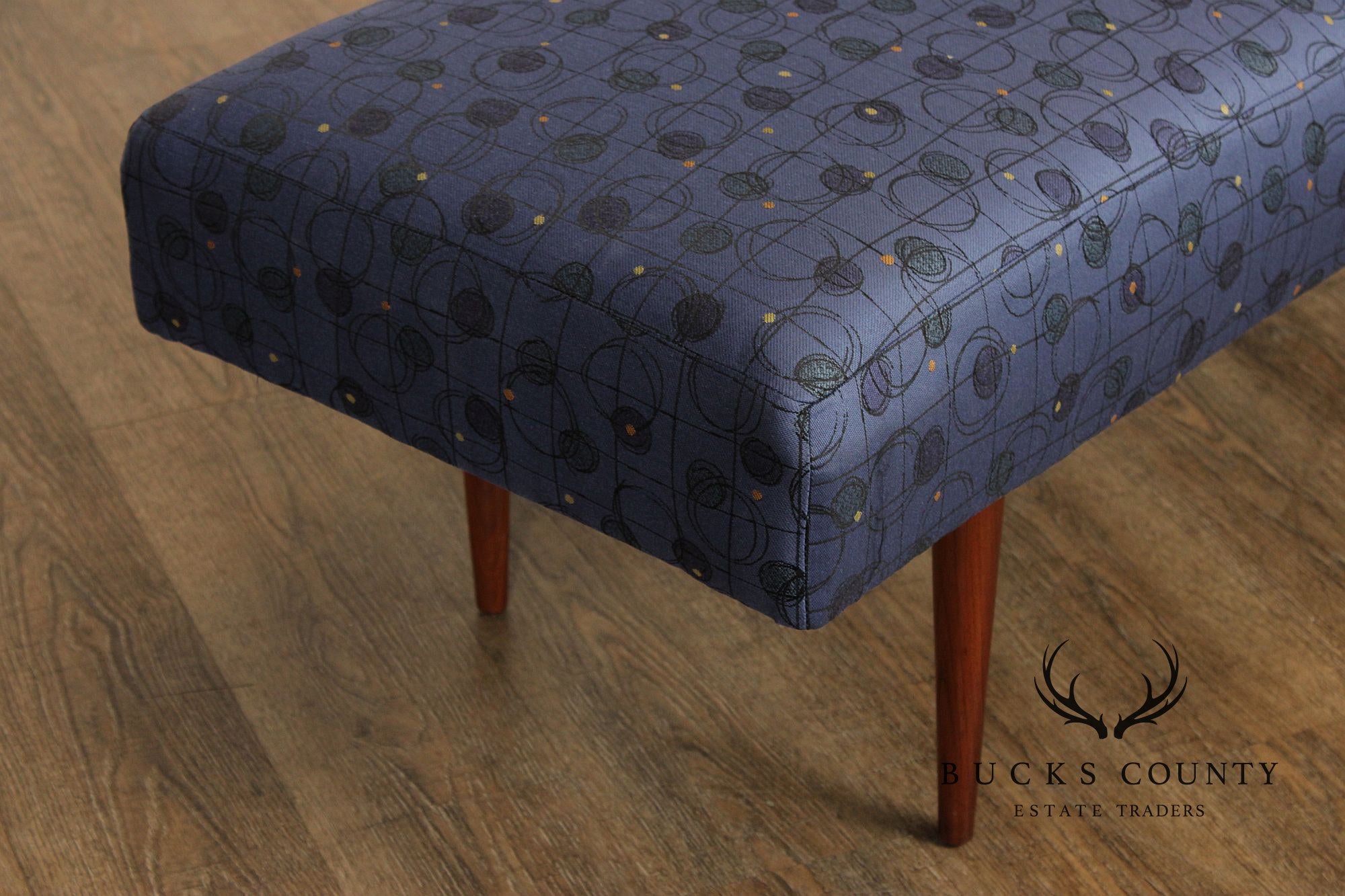 Mid Century Modern Upholstered Walnut Bench