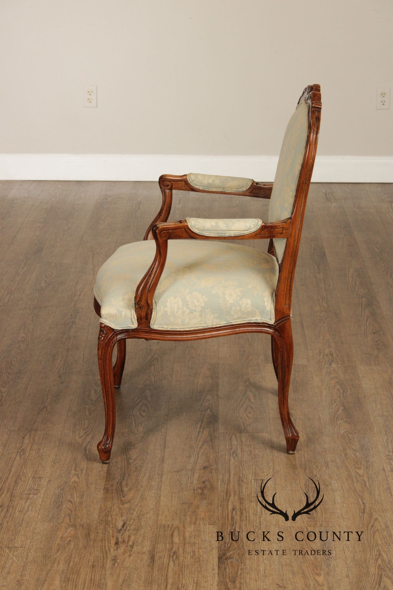 Ethan Allen French Louis XV Style Pair Fauteuil Armchairs