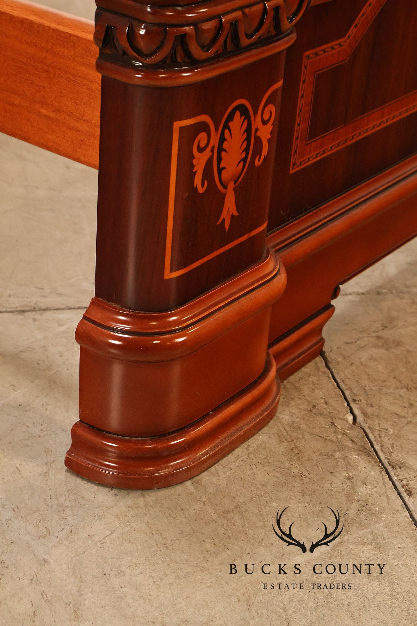 Italian Neoclassical Style King Size Mahogany Inlaid Bed