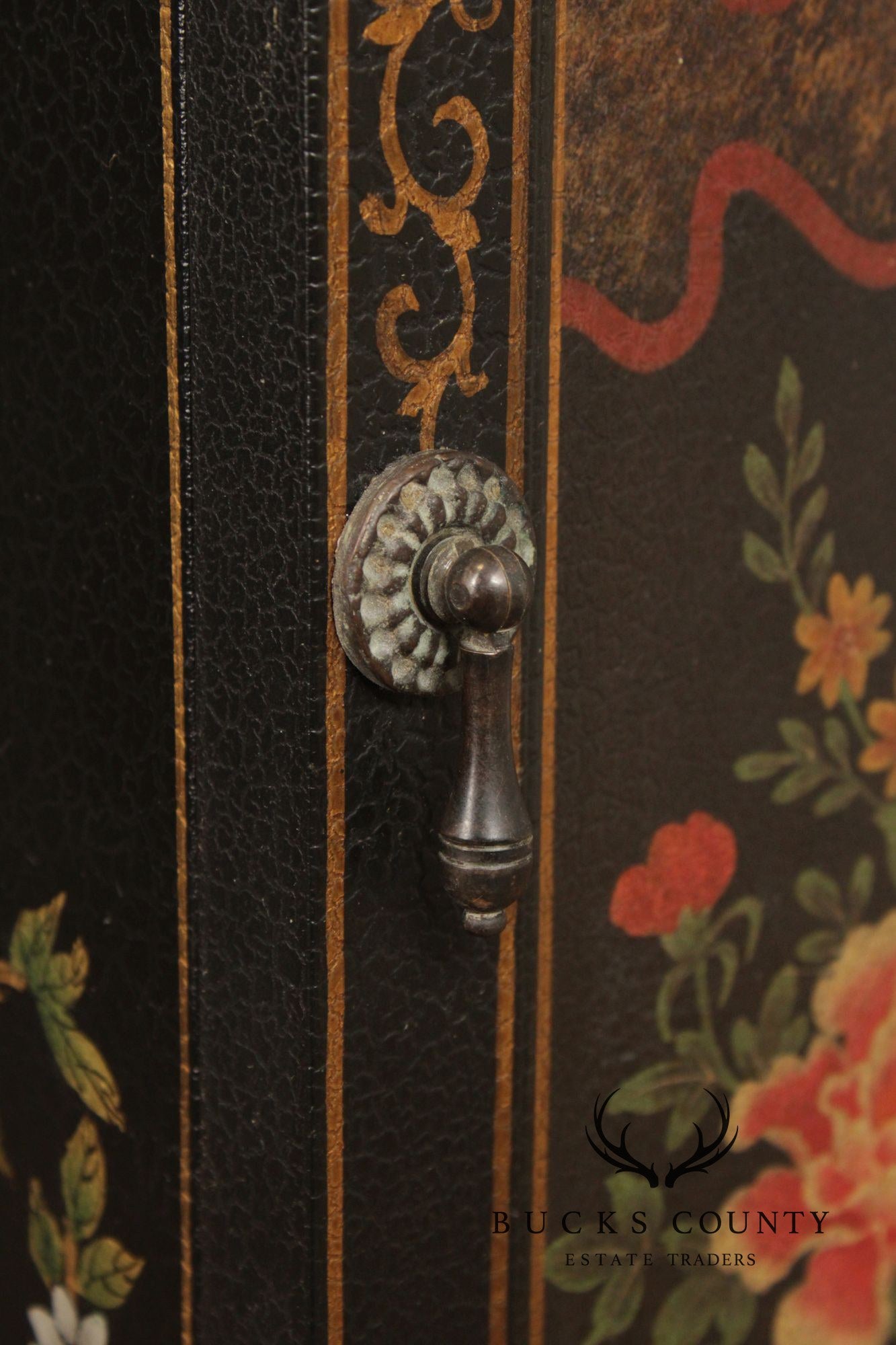 Chinoiserie Lacquered Media Storage Cabinet