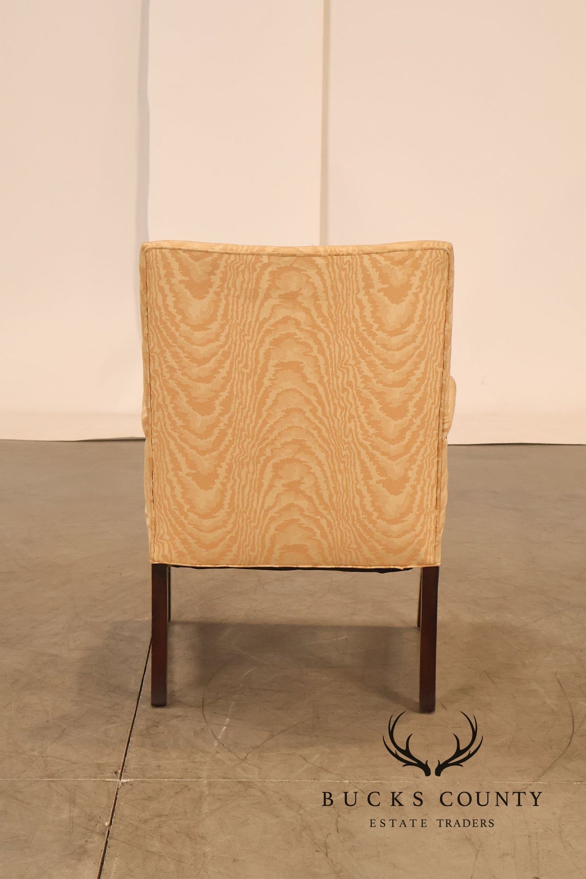 Traditional Mahogany Moire Upholstered Arm Chair