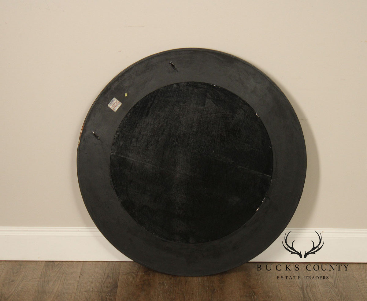 Round Wood And Gilt Accent Wall Mirror
