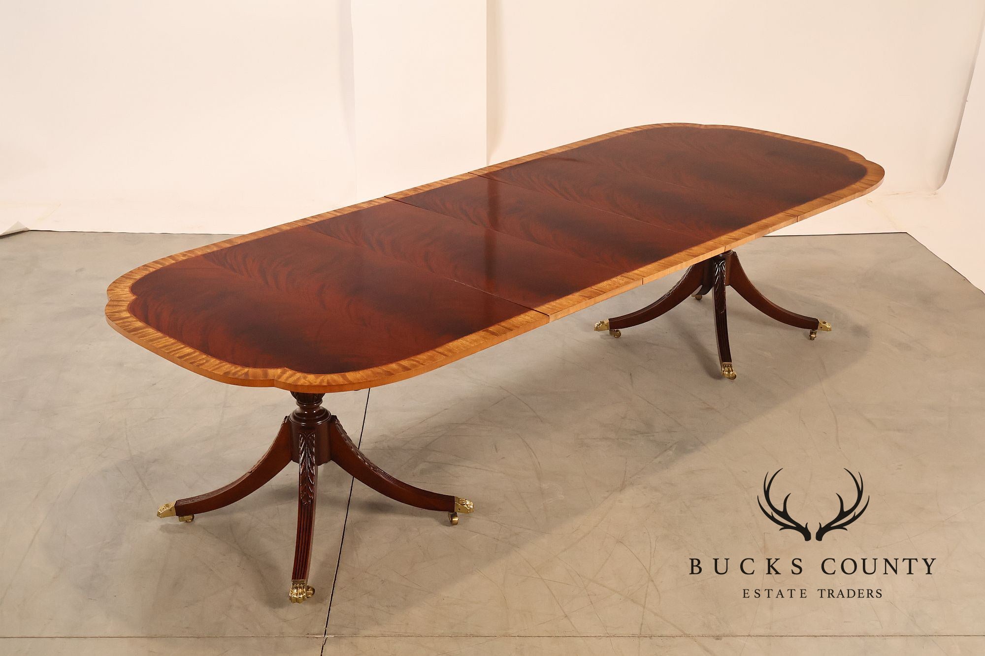 Councill Furniture Banded Mahogany Double Pedestal Dining Table