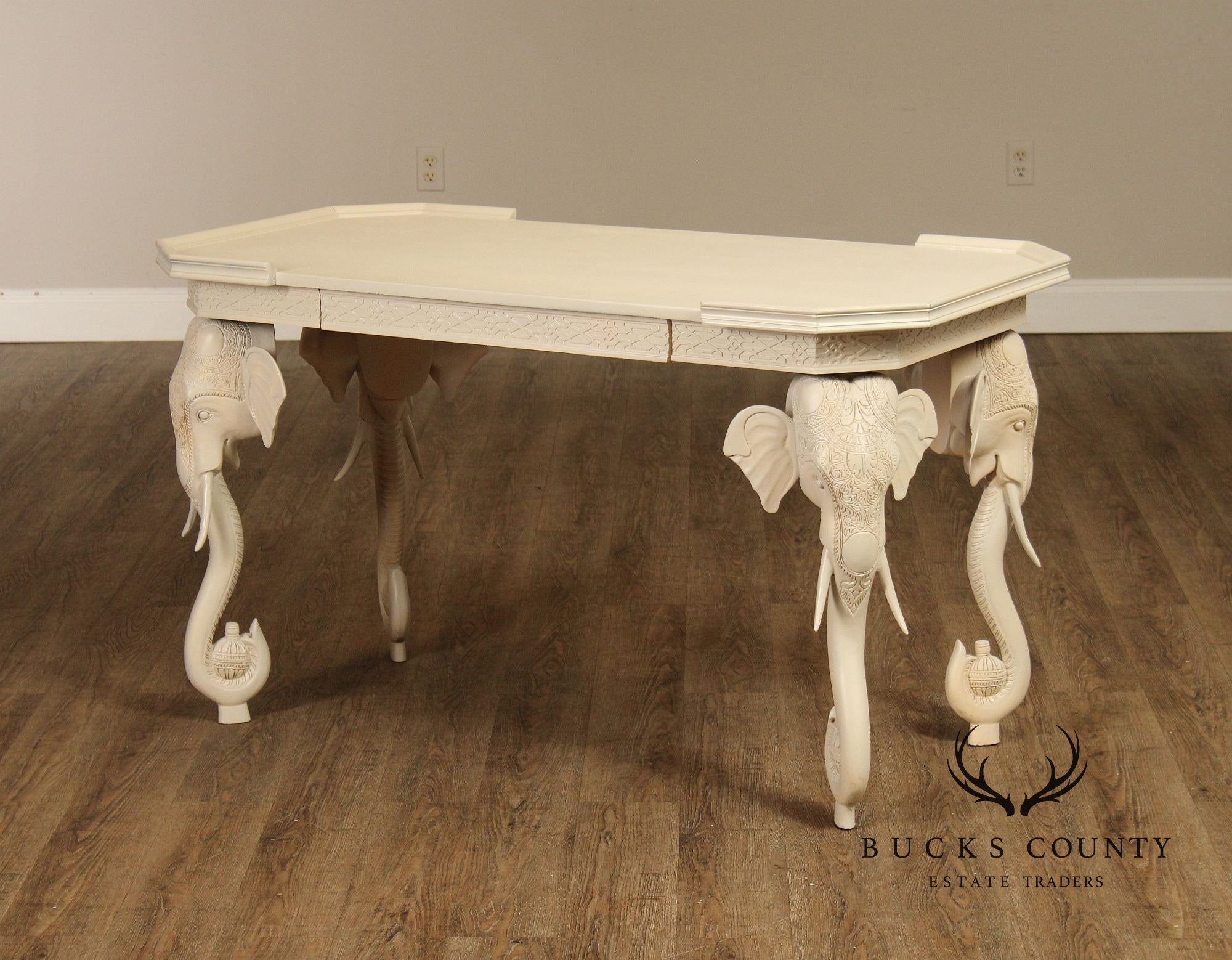 Hollywood Regency Painted Elephant Head Writing Desk