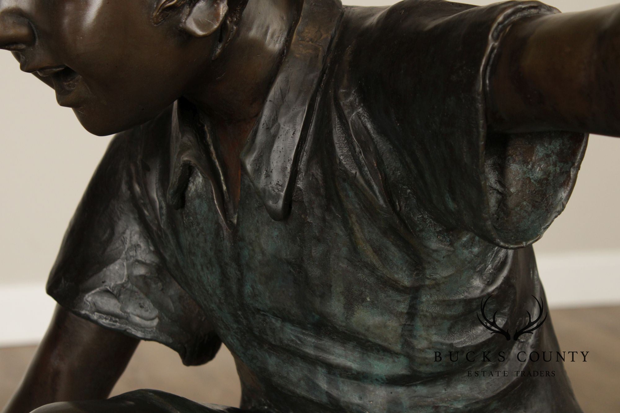 Bronze Life Size Garden Statue Of Boy With Sail Boat