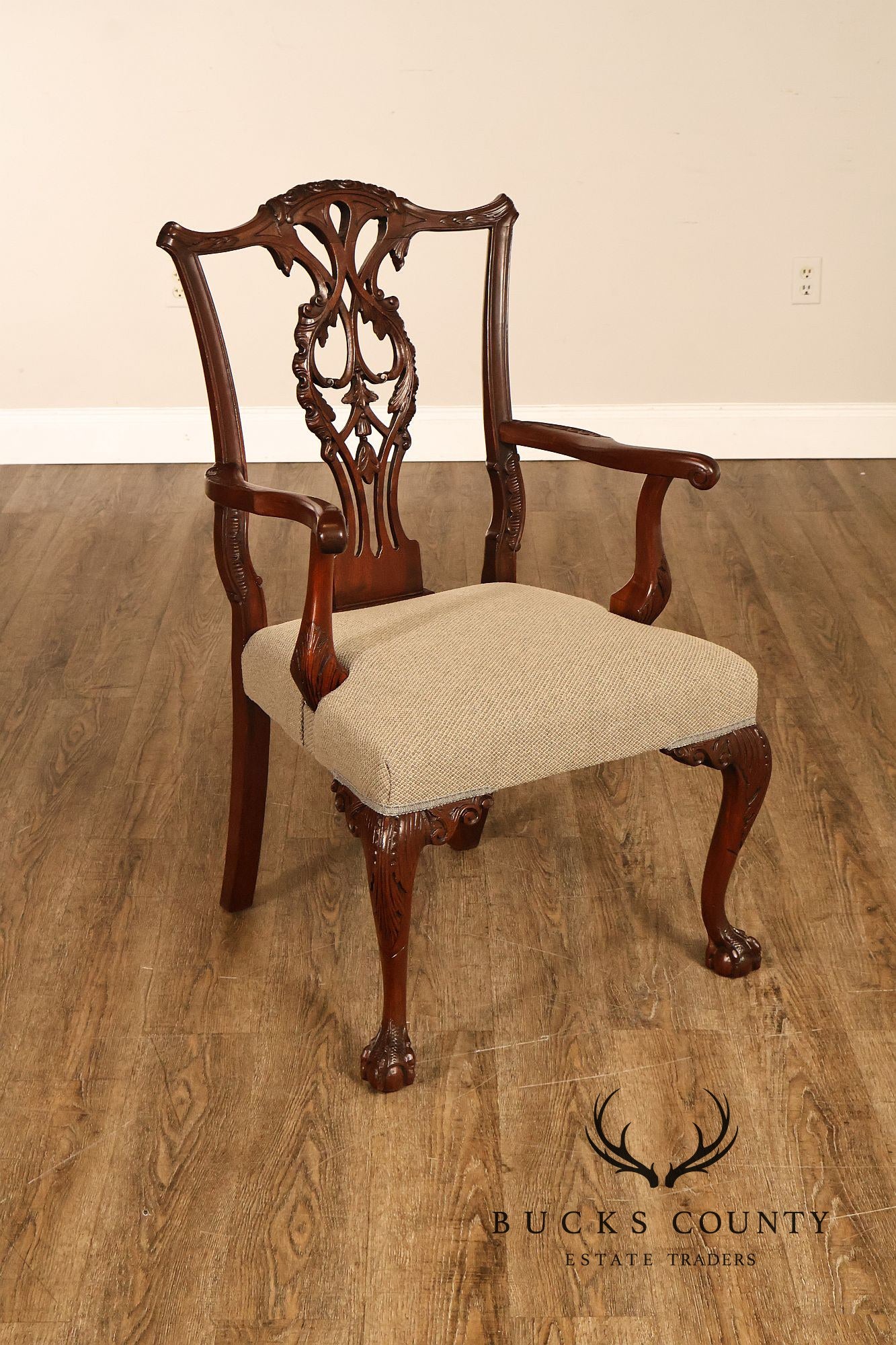 Chippendale Style Set of Eight Carved Mahogany Dining Chairs