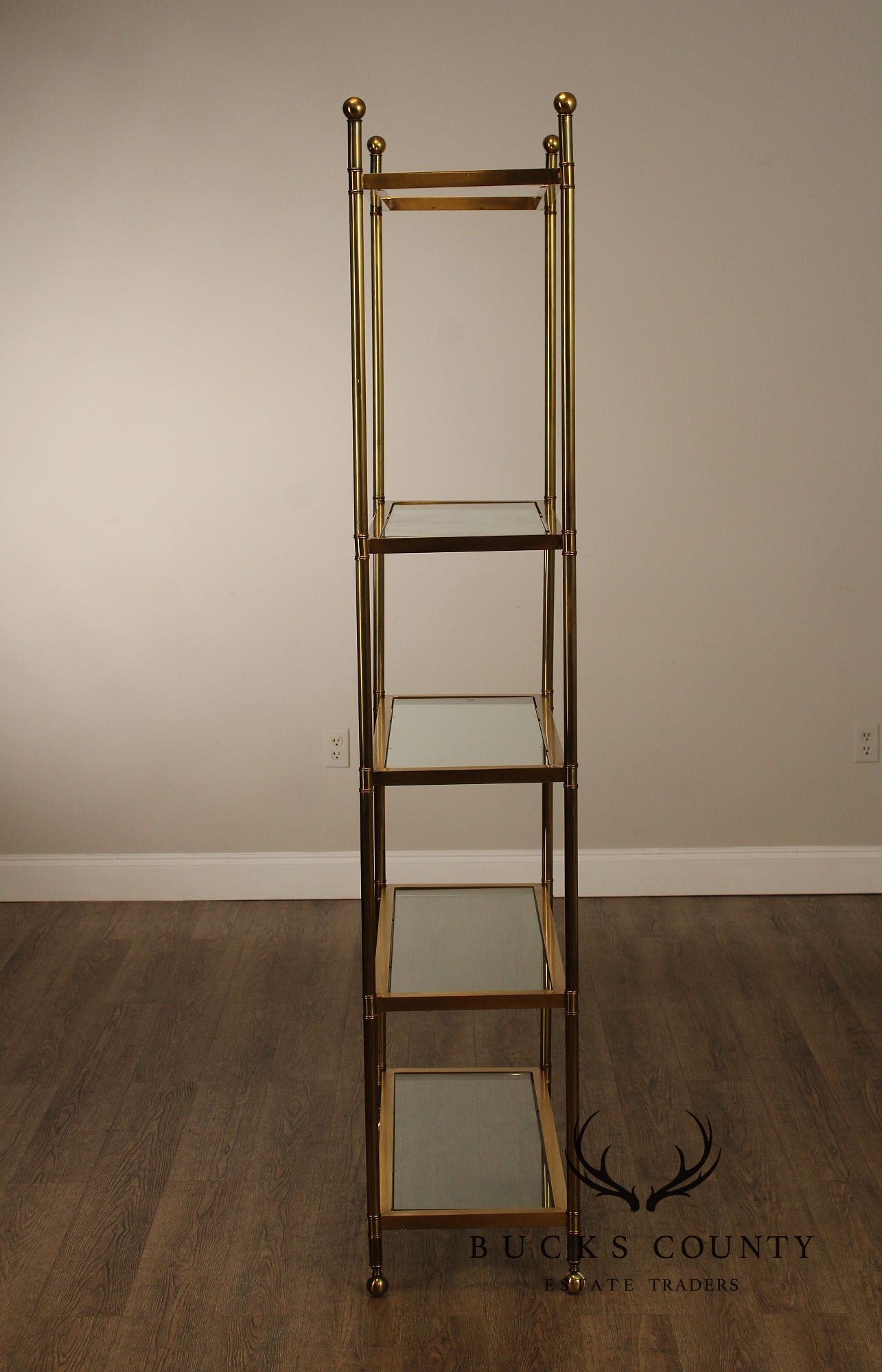 Mid Century Modern Brass and Glass Etagere Bookshelf