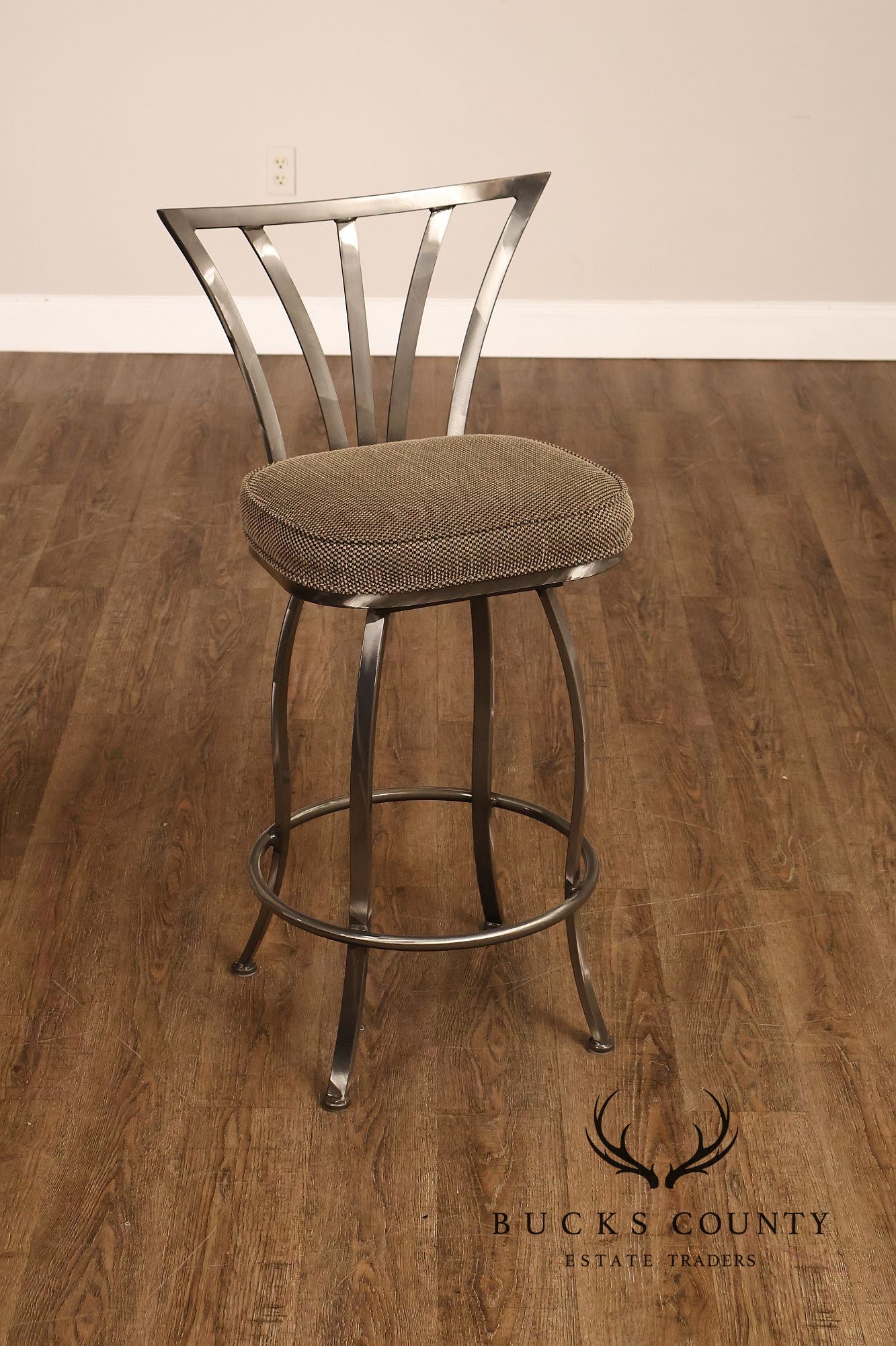 Shaver Howard Contemporary Set Of Three Brushed Steel Swivel Bar Stools