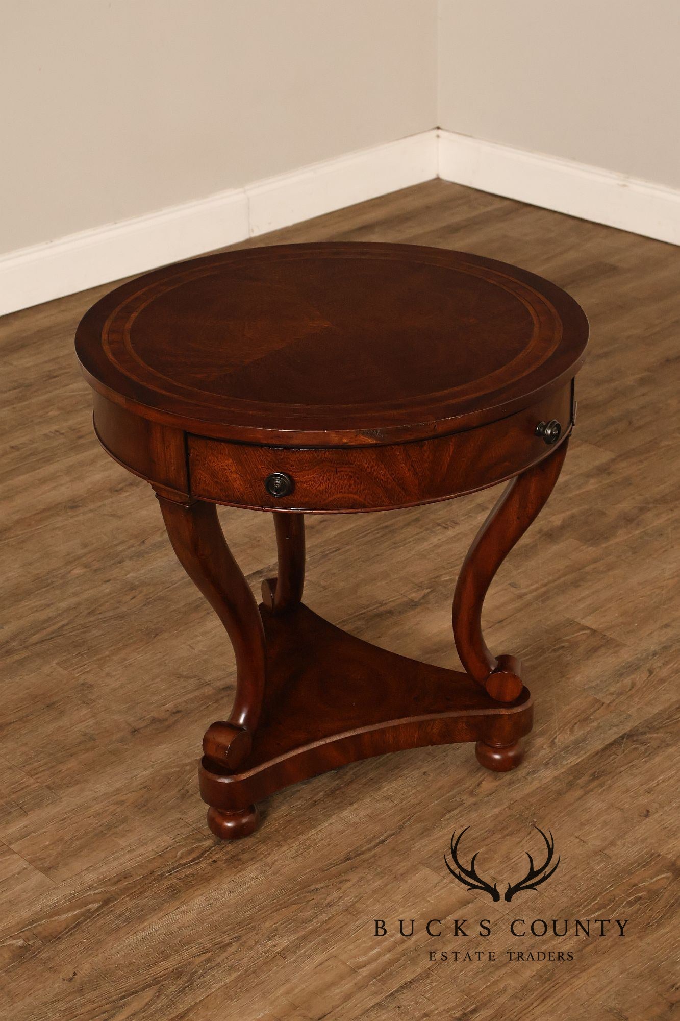 Theodore Alexander Pair of 'Occasionally Italian' Round Mahogany Side Tables