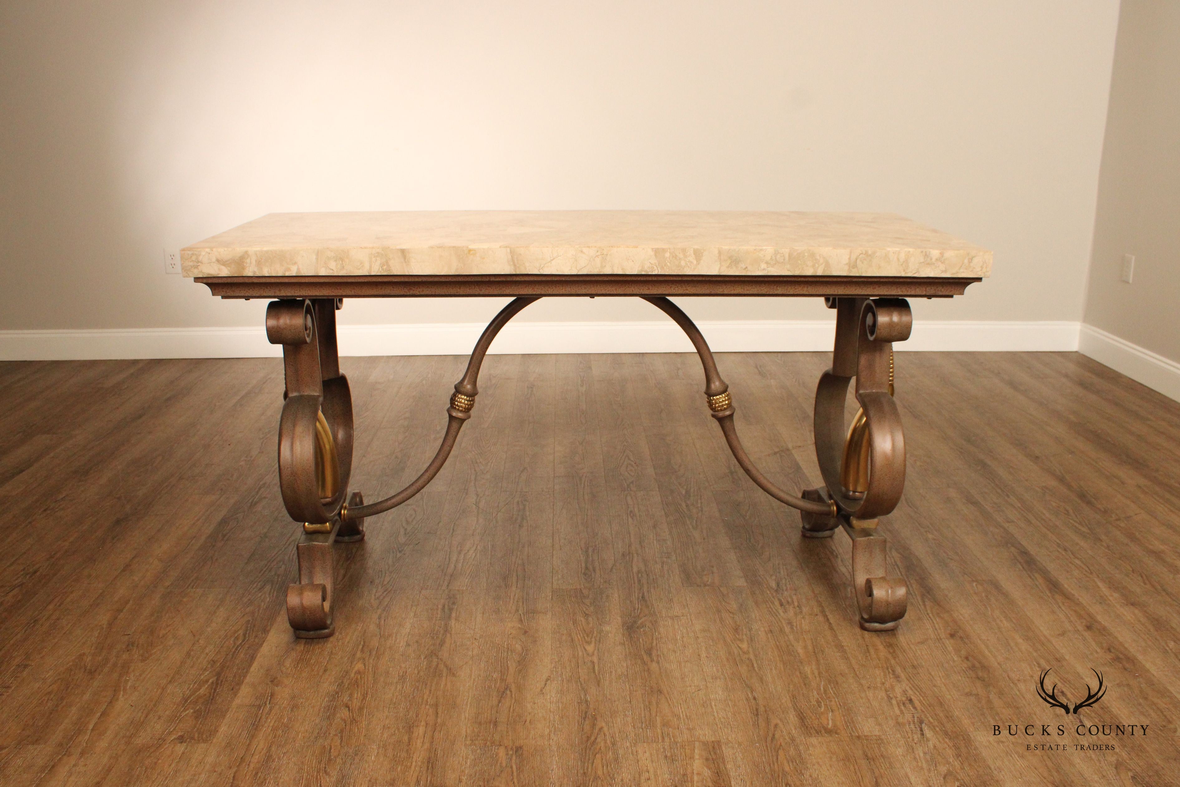 Tessellated Top Brass Gazelle Console Table