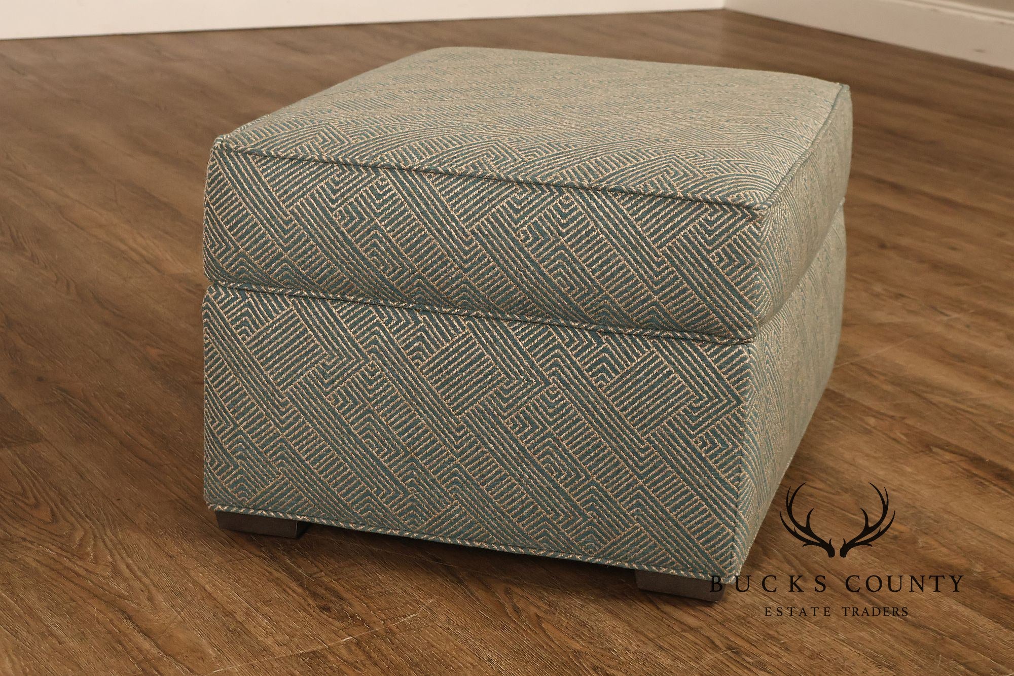 Ethan Allen Pair Of Upholstered Ottoman Footstools
