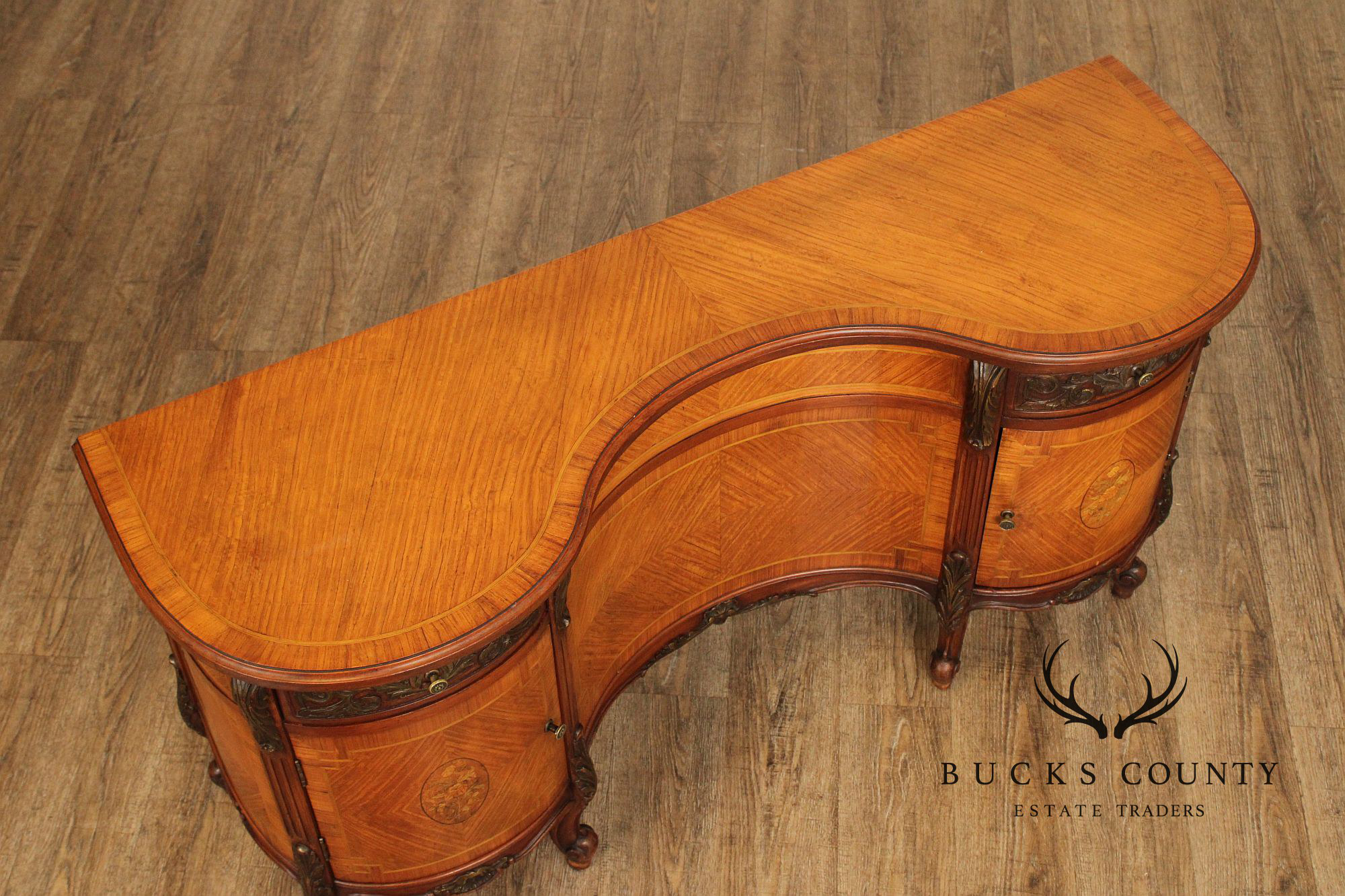 1930's French Louis XV Style Inlaid Satinwood Vanity