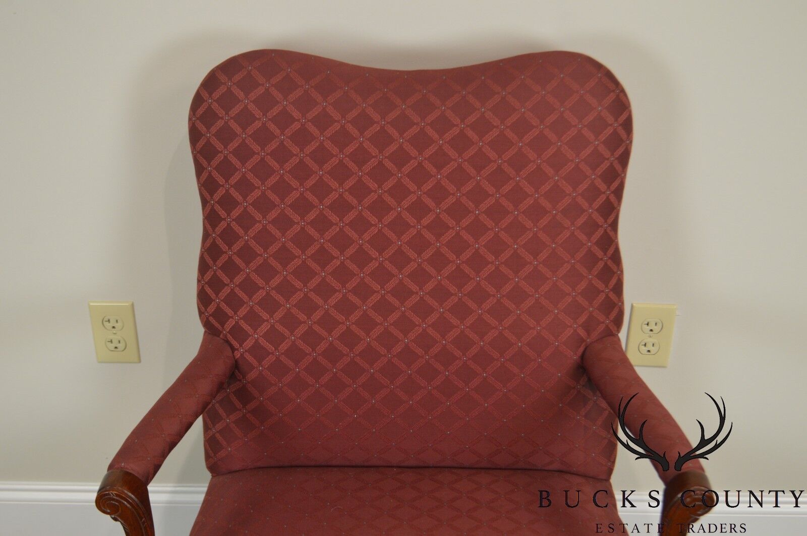 George III Chippendale Style Ball & Claw Foot Library Arm Chair by Century
