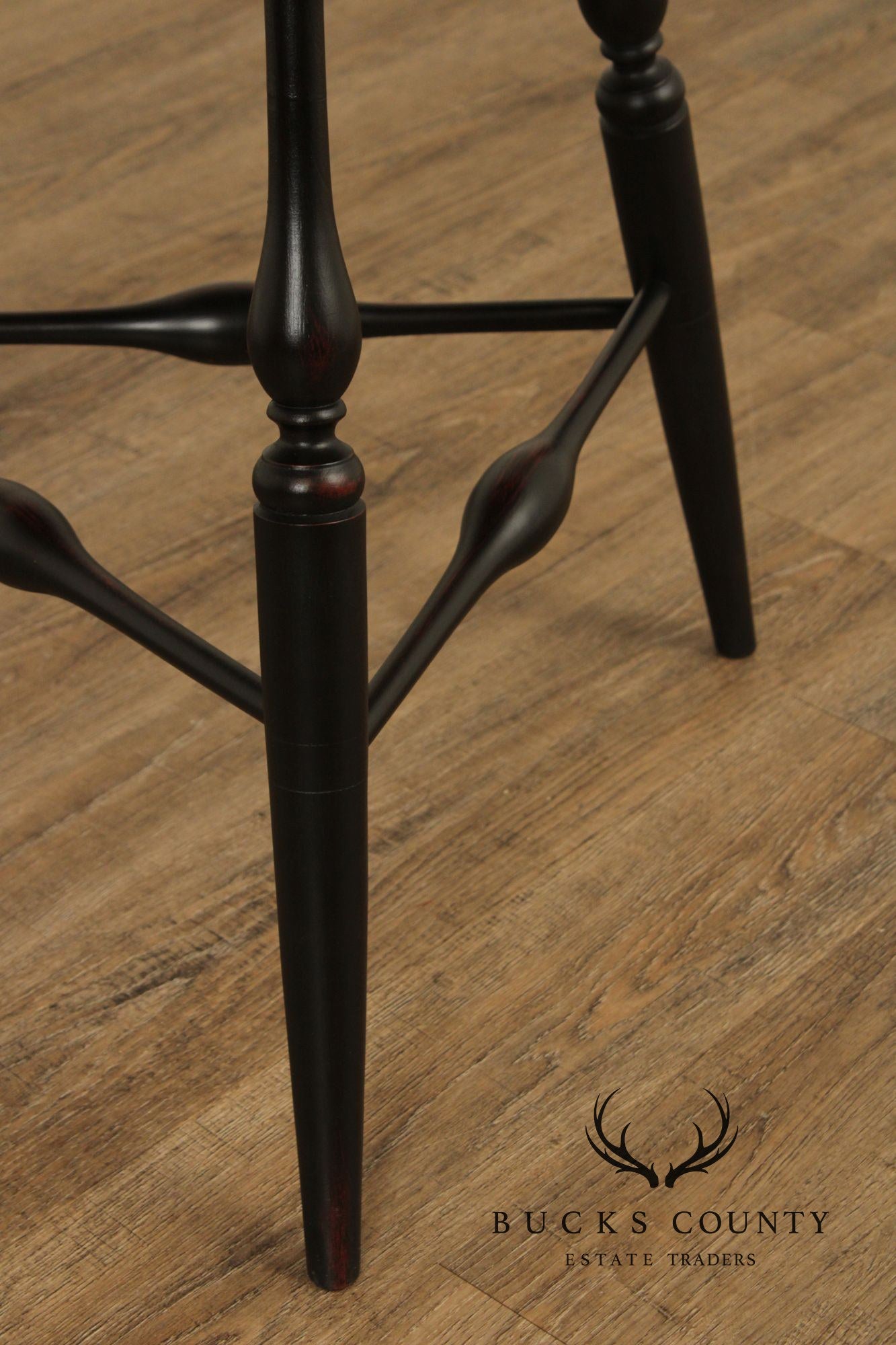 Custom Crafted Windsor Style Round Cherry and Ebonized Maple Side Table