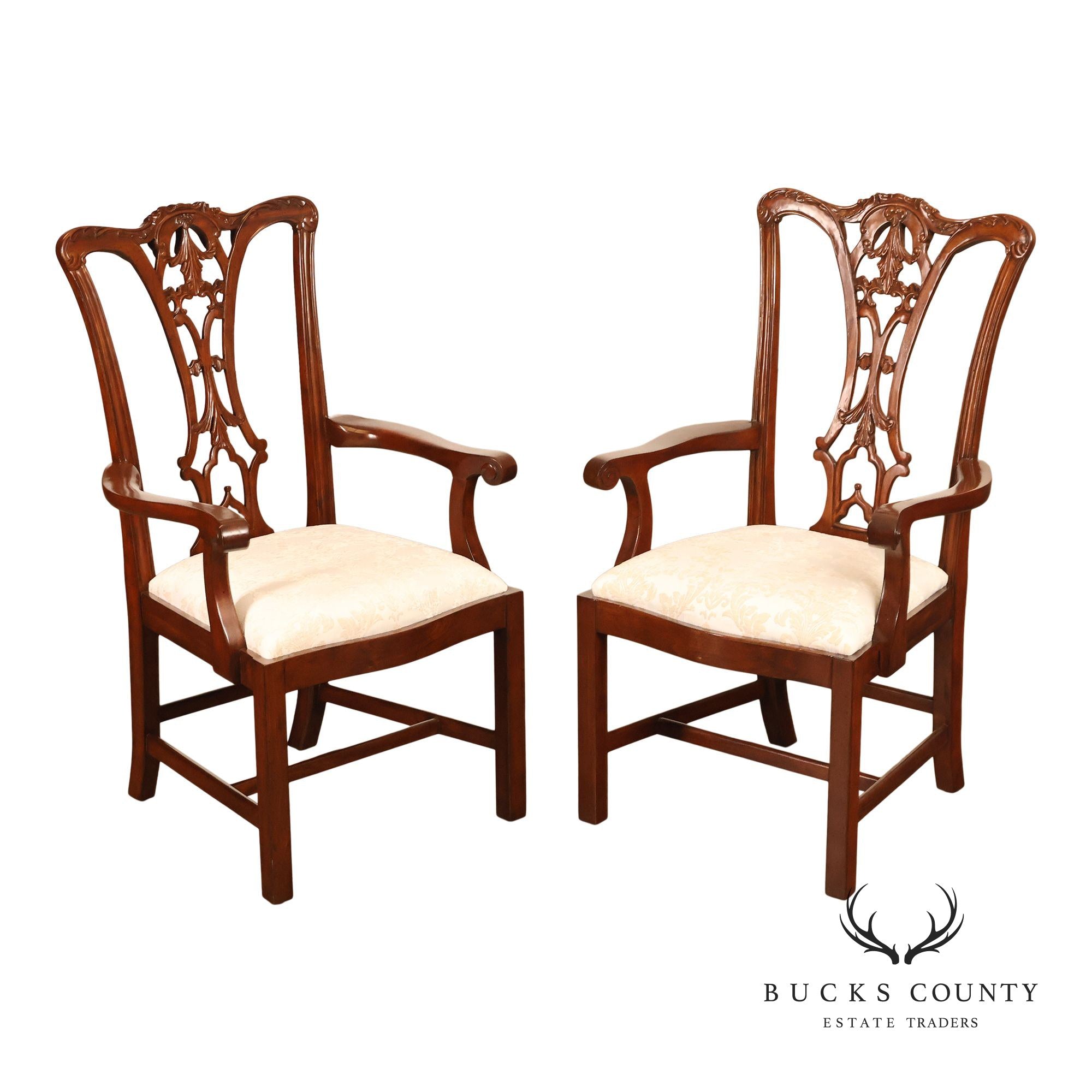 Scarborough House Chippendale Style Pair Of Mahogany Armchairs