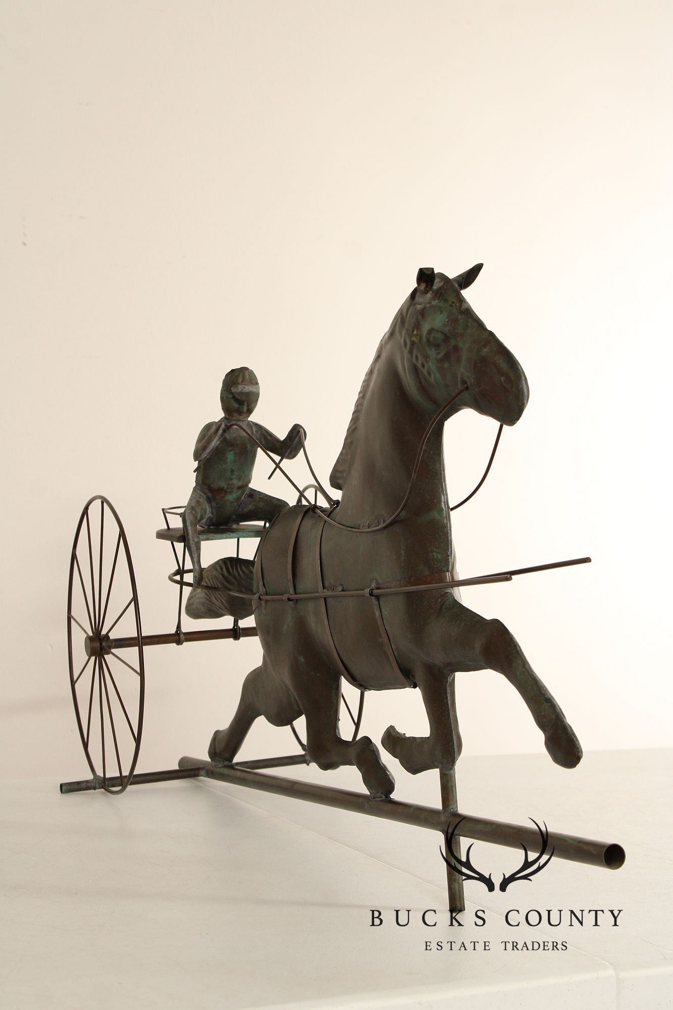 Vintage Jockey and Horse Copper Weathervane