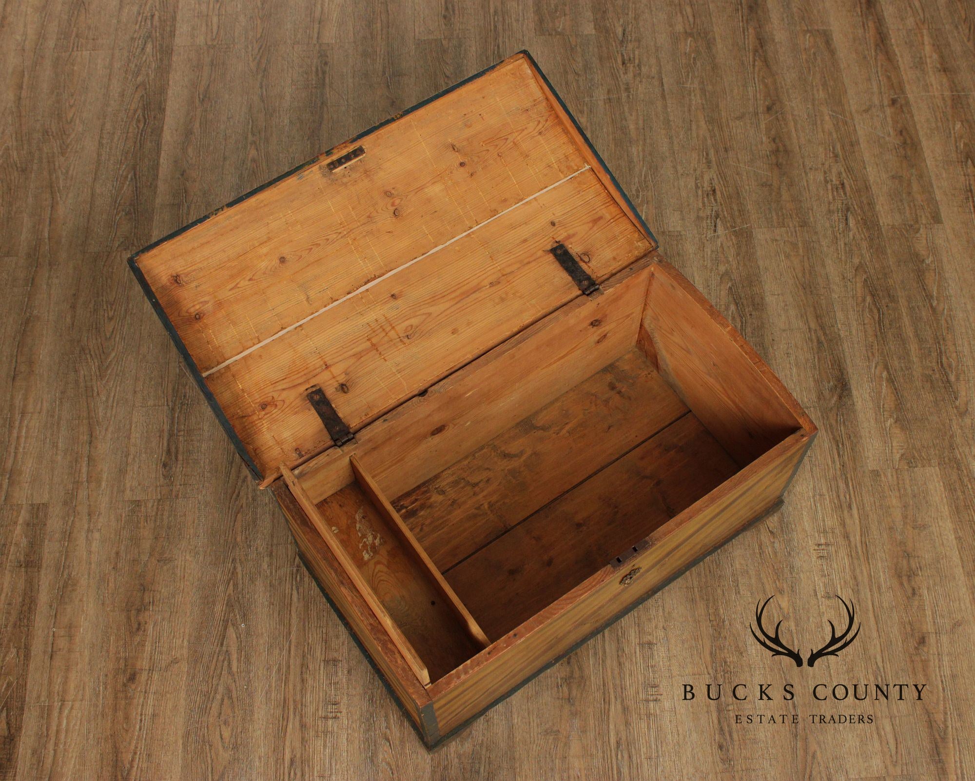 Antique Dome Top Grain Painted Pine Blanket Chest