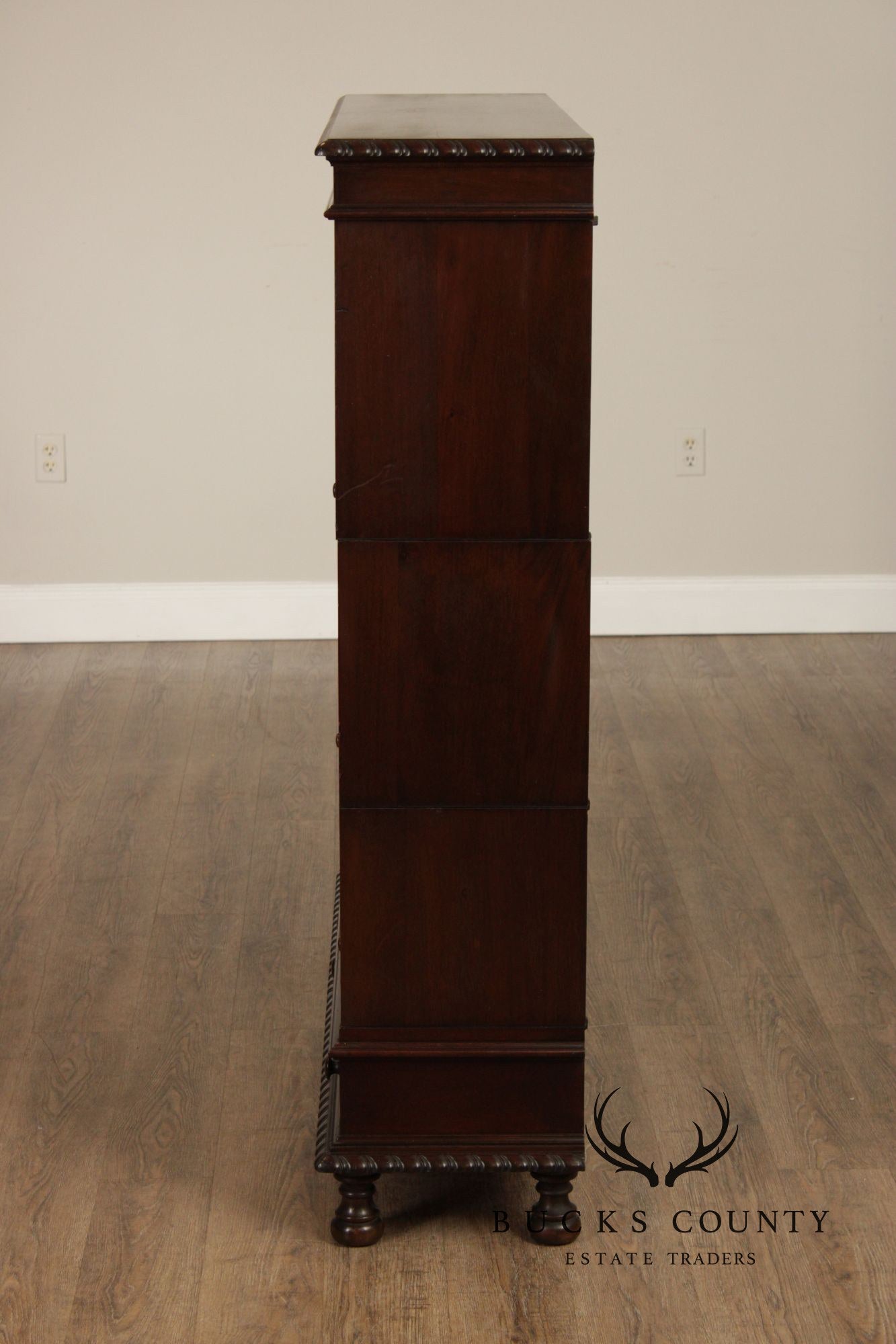 Grand Rapids Antique Mahogany Double Wide Three Stack Barrister Bookcase
