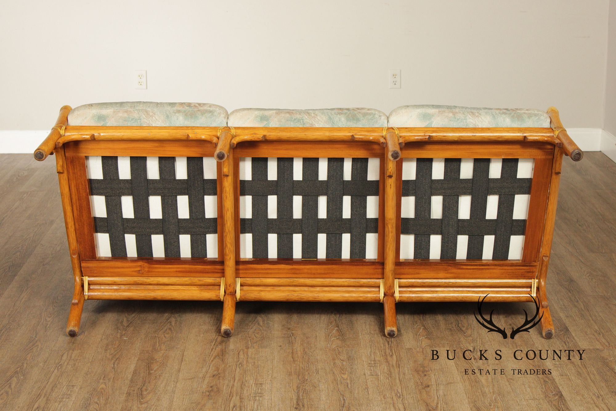 McGuire Organic Modern Rattan Three Cushion Sofa