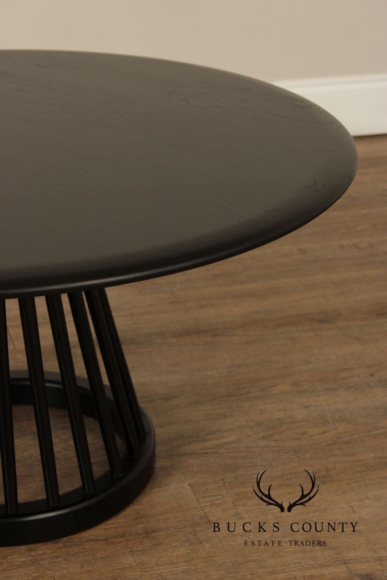 Tom Dixon Modern 'Fan' Oak Round Black Coffee Table