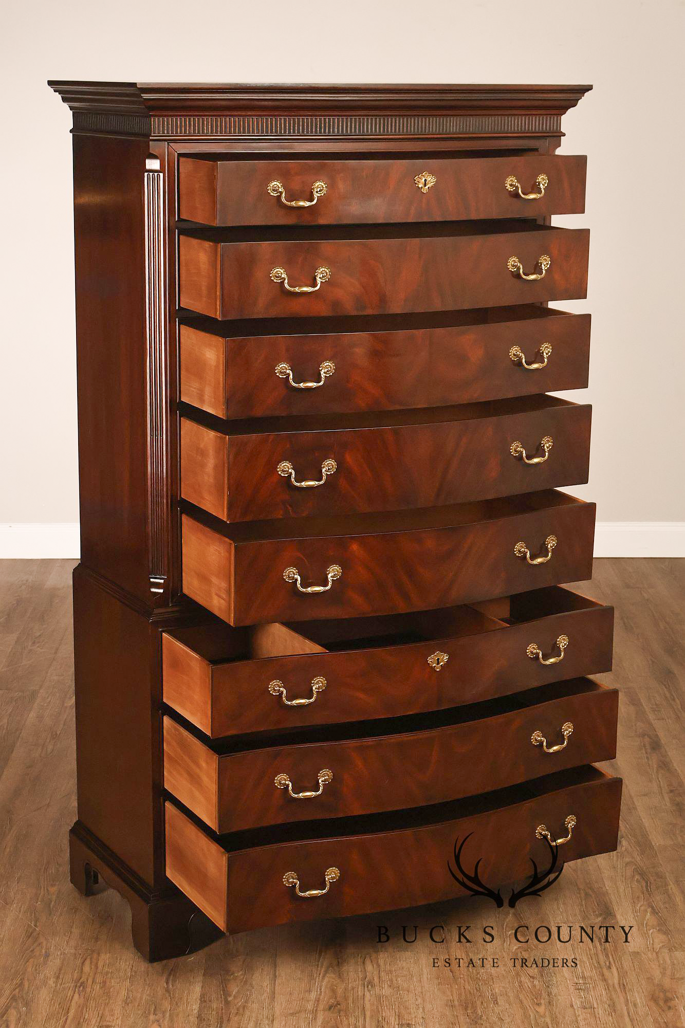 Drexel Heritage Chippendale Style Mahogany Eight Drawer Tall Chest