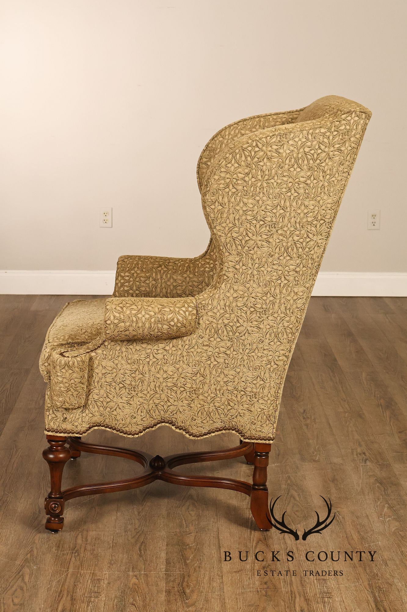 Lee Jofa Pair Of Custom Upholstered Wingback "Mayfair" Armchairs