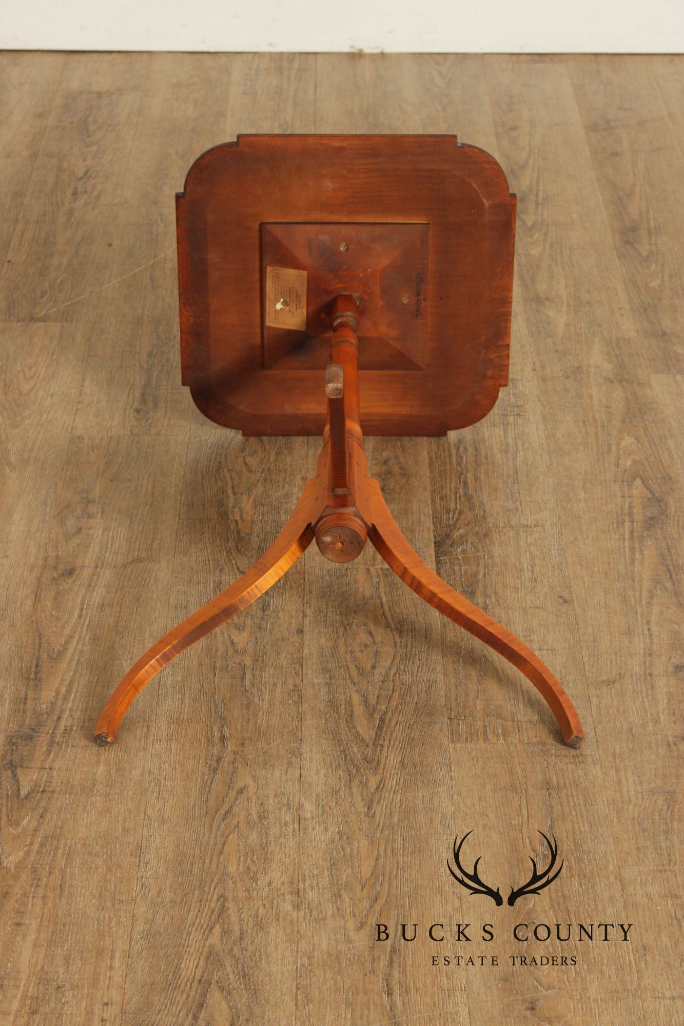 Eldred Wheeler Early American Style Tiger Maple Candlestand
