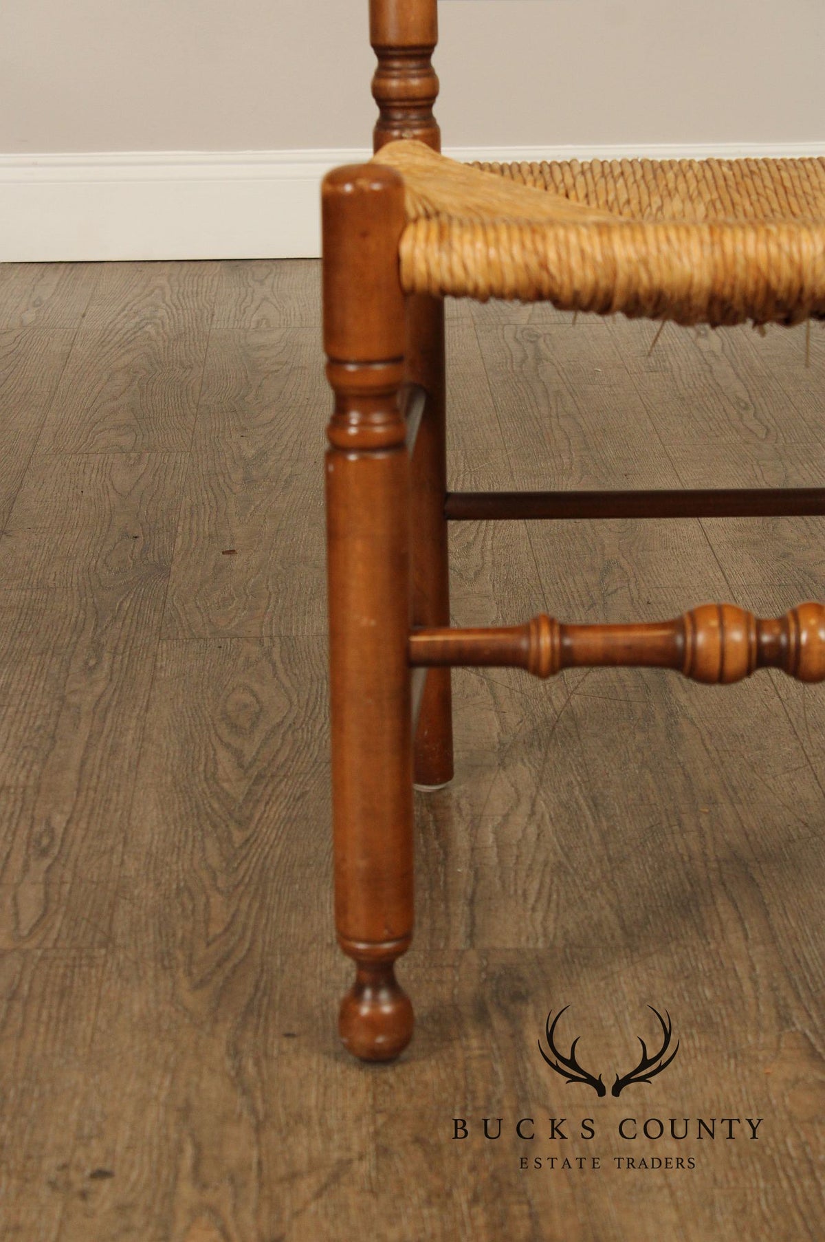 L. Hitchcock Early American Style Set of Four Rush Seat Dining Chairs