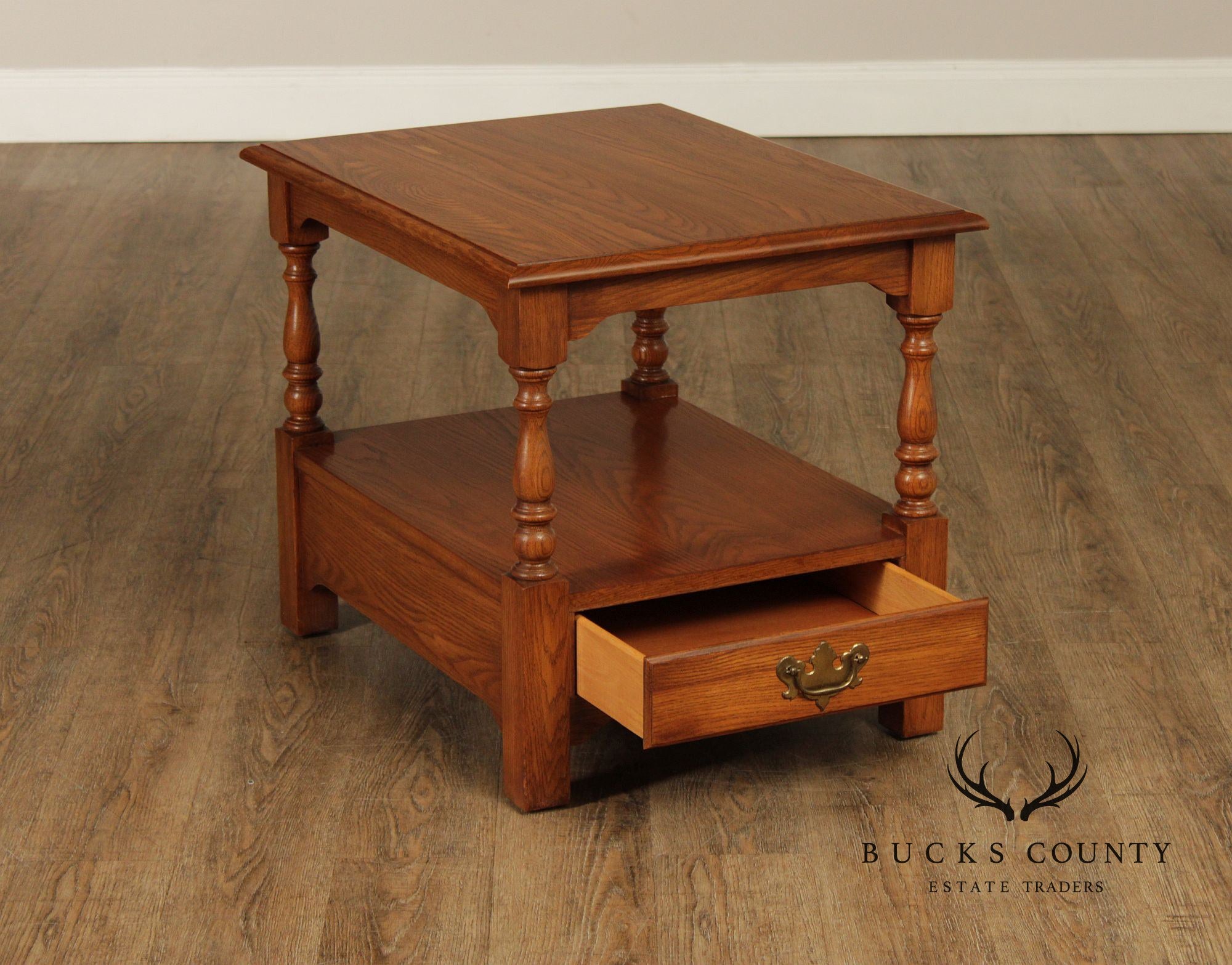 Pennsylvania House Solid Oak Two Tier End Table With Drawer