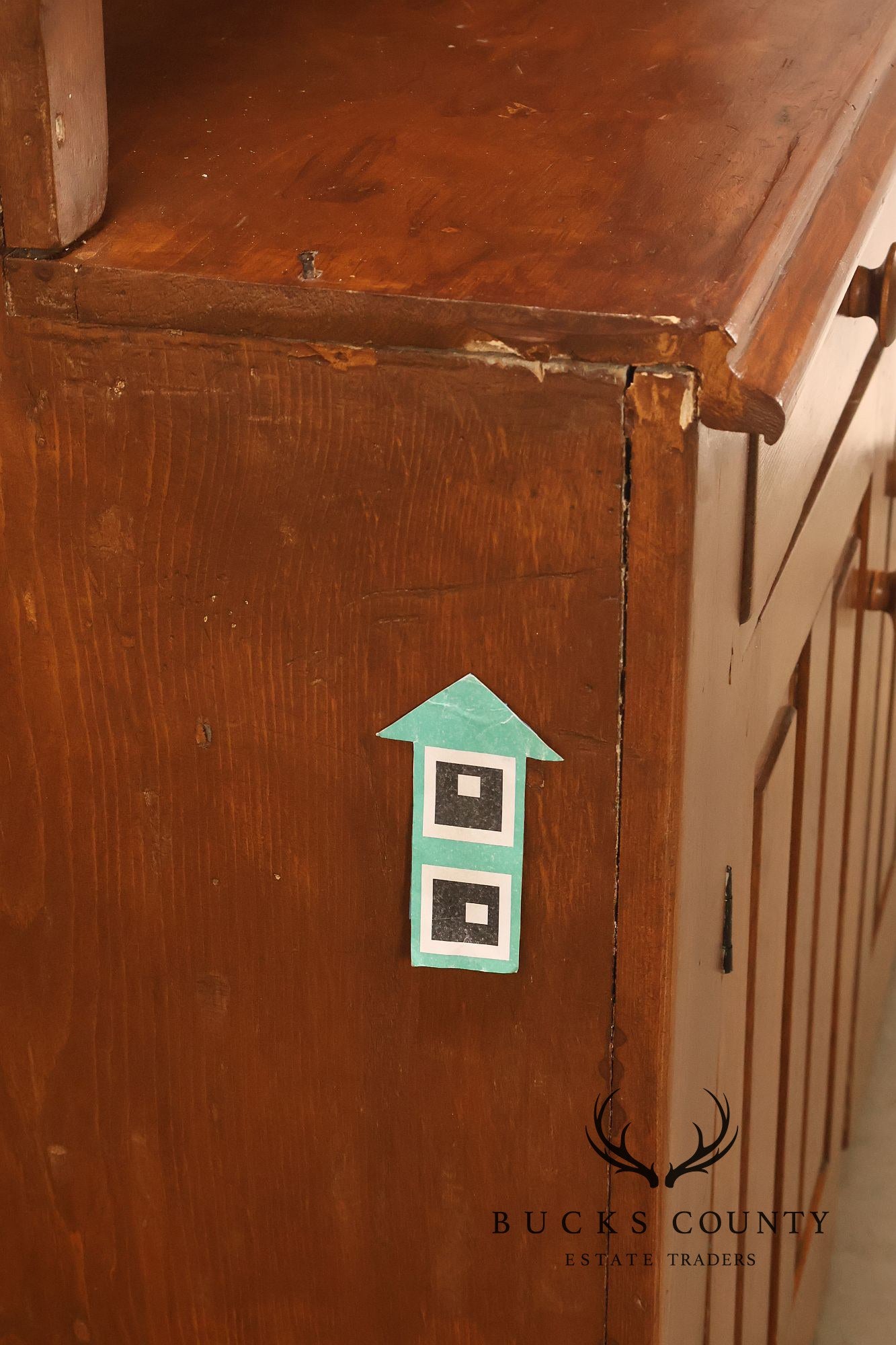 Antique American Primitive Pine Step Back Cupboard