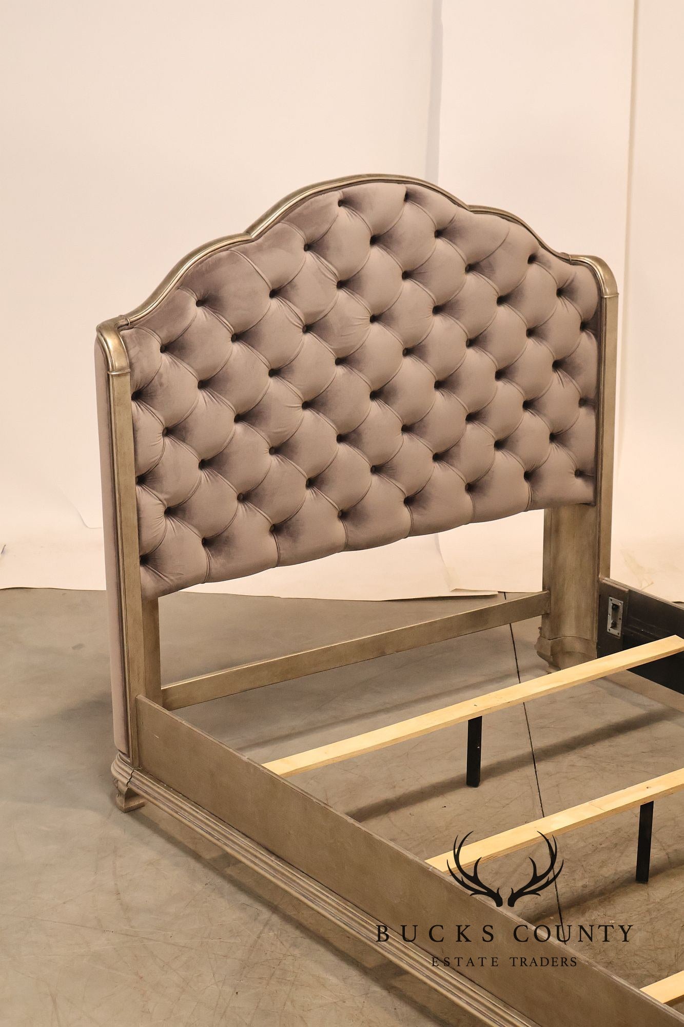 Elegant Queen Bed Featuring a Deep Tufted Upholstered Head and Footboard