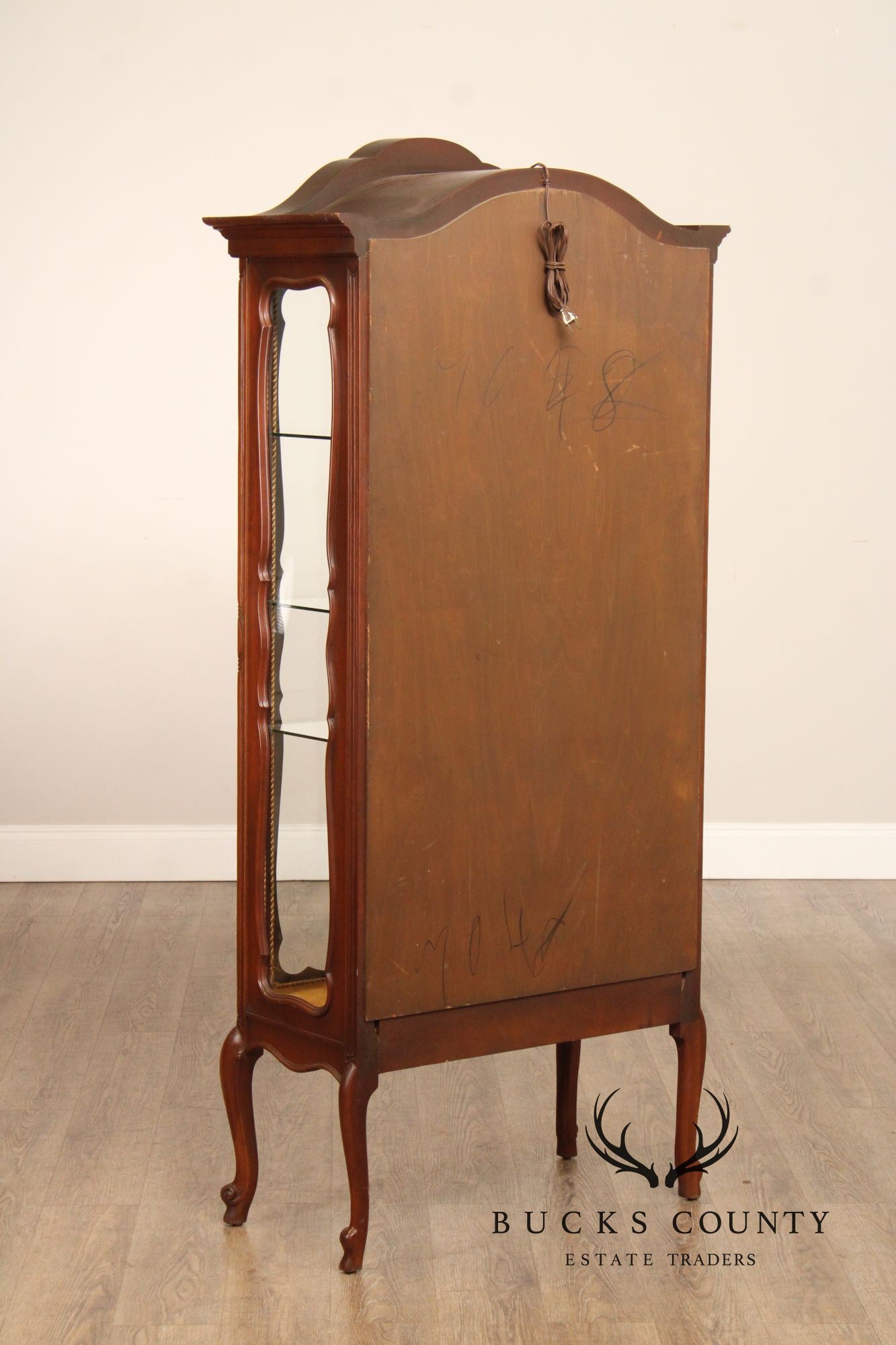 French Style Vintage Glass Curio Vitrine Cabinet