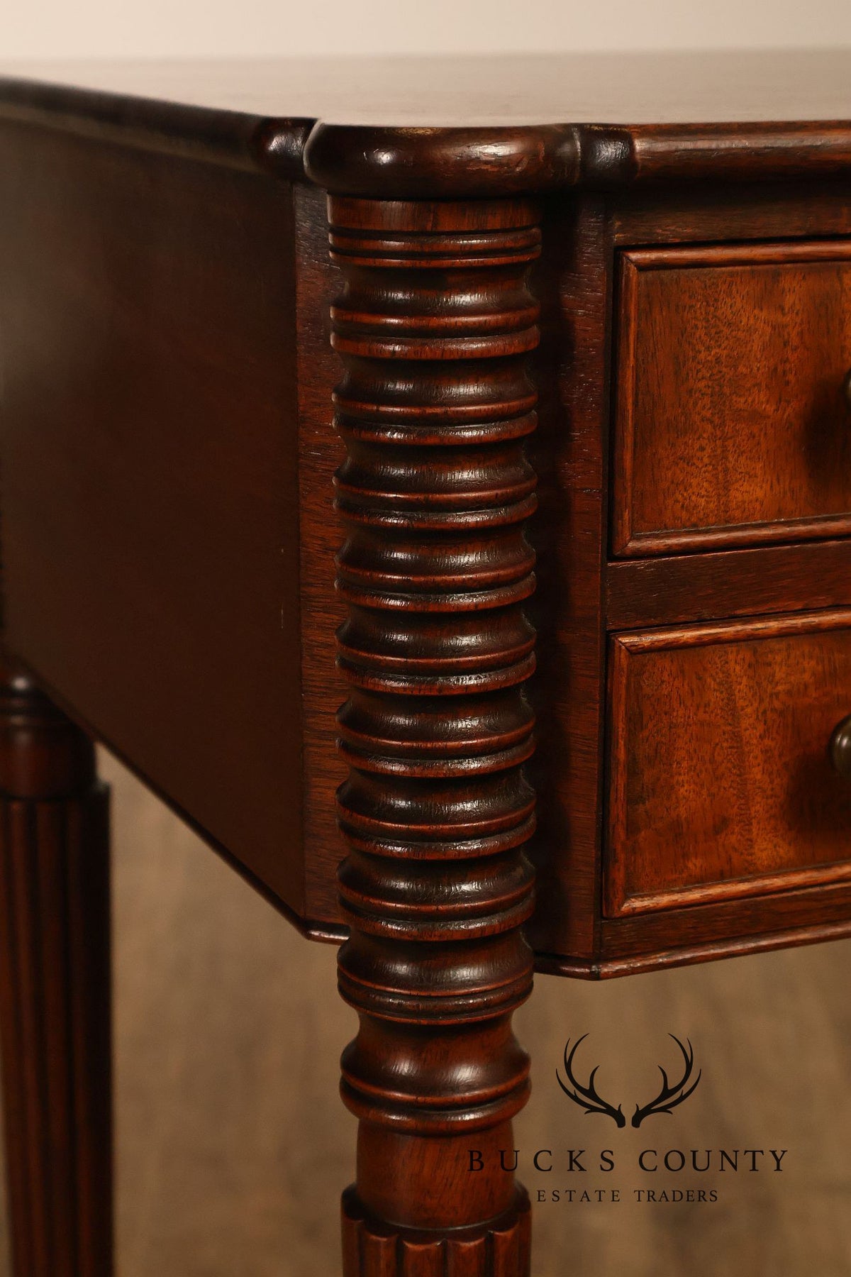 Federal Sheraton Style Mahogany Two-Drawer Side Table