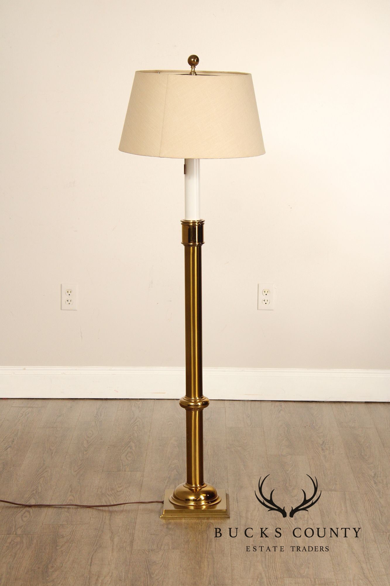 Vintage Brass Floor Lamp With Shade