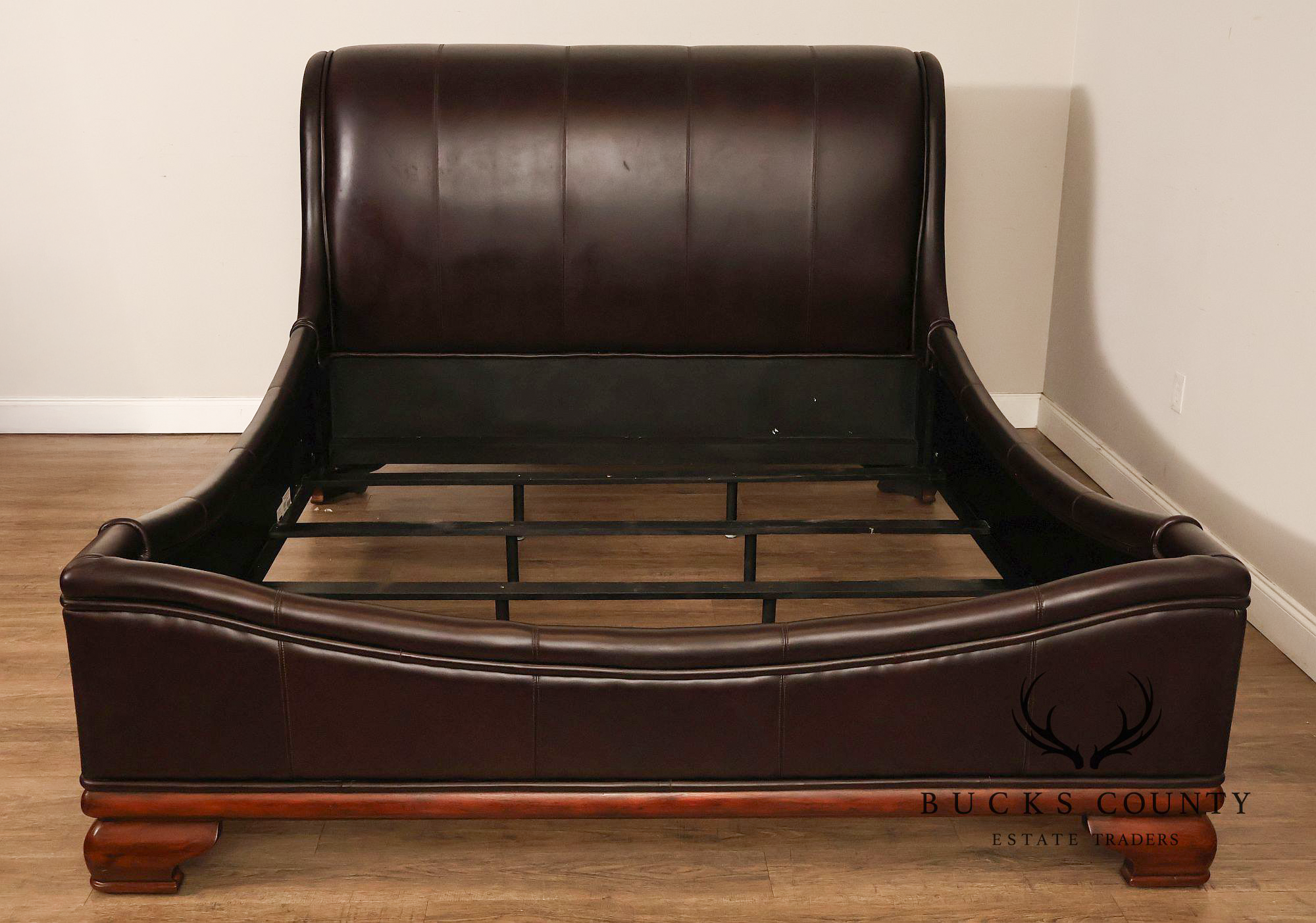 Stanley Leather King Size Sleigh Bed