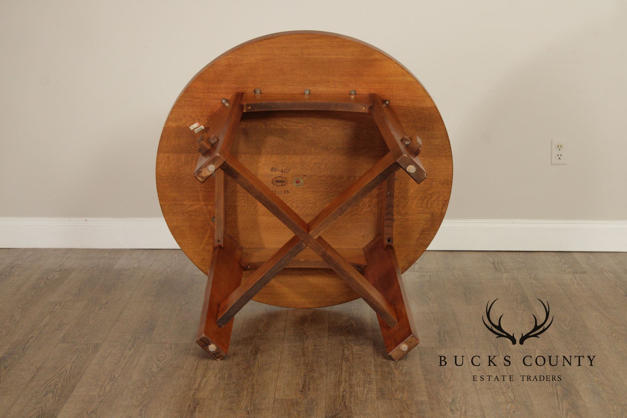 Stickley Mission Collection Round Oak Commemorative Library Table