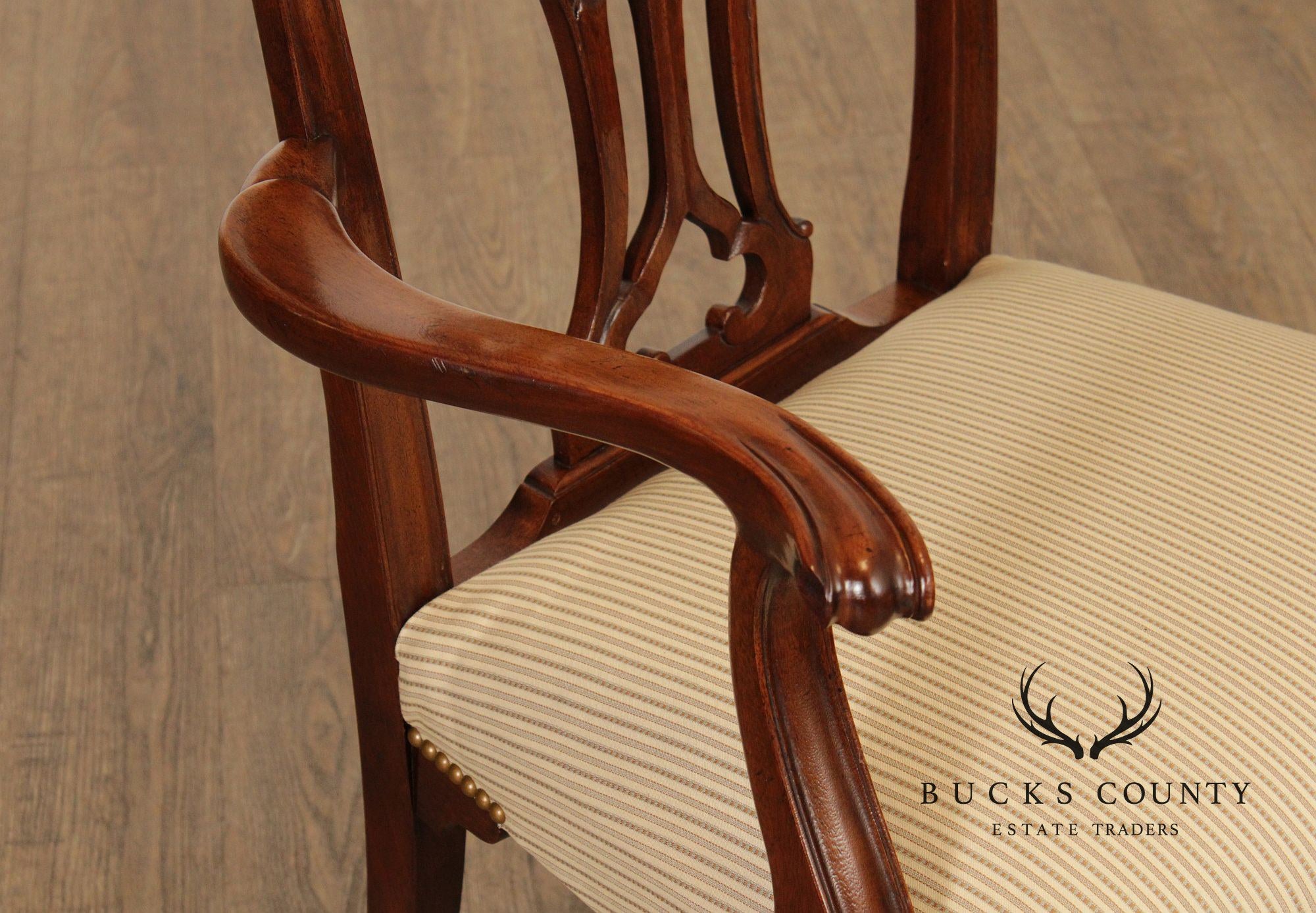 Baker Chippendale Style Set of Six Mahogany Dining Chairs