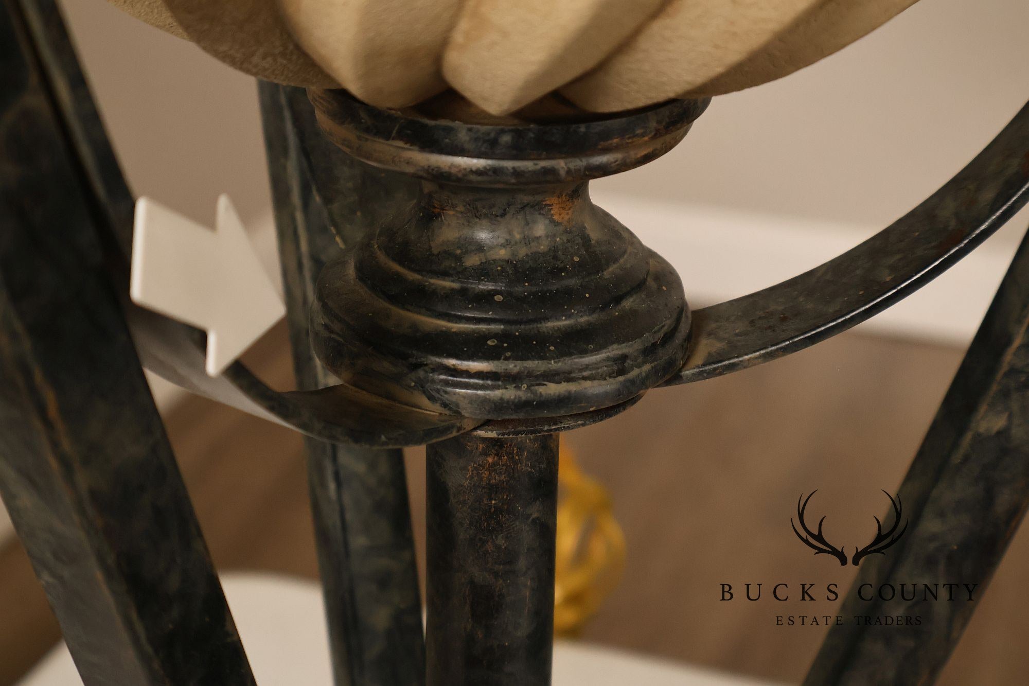 Neoclassical Style Pair Of Table Lamps With Carved Orb And Metal Base