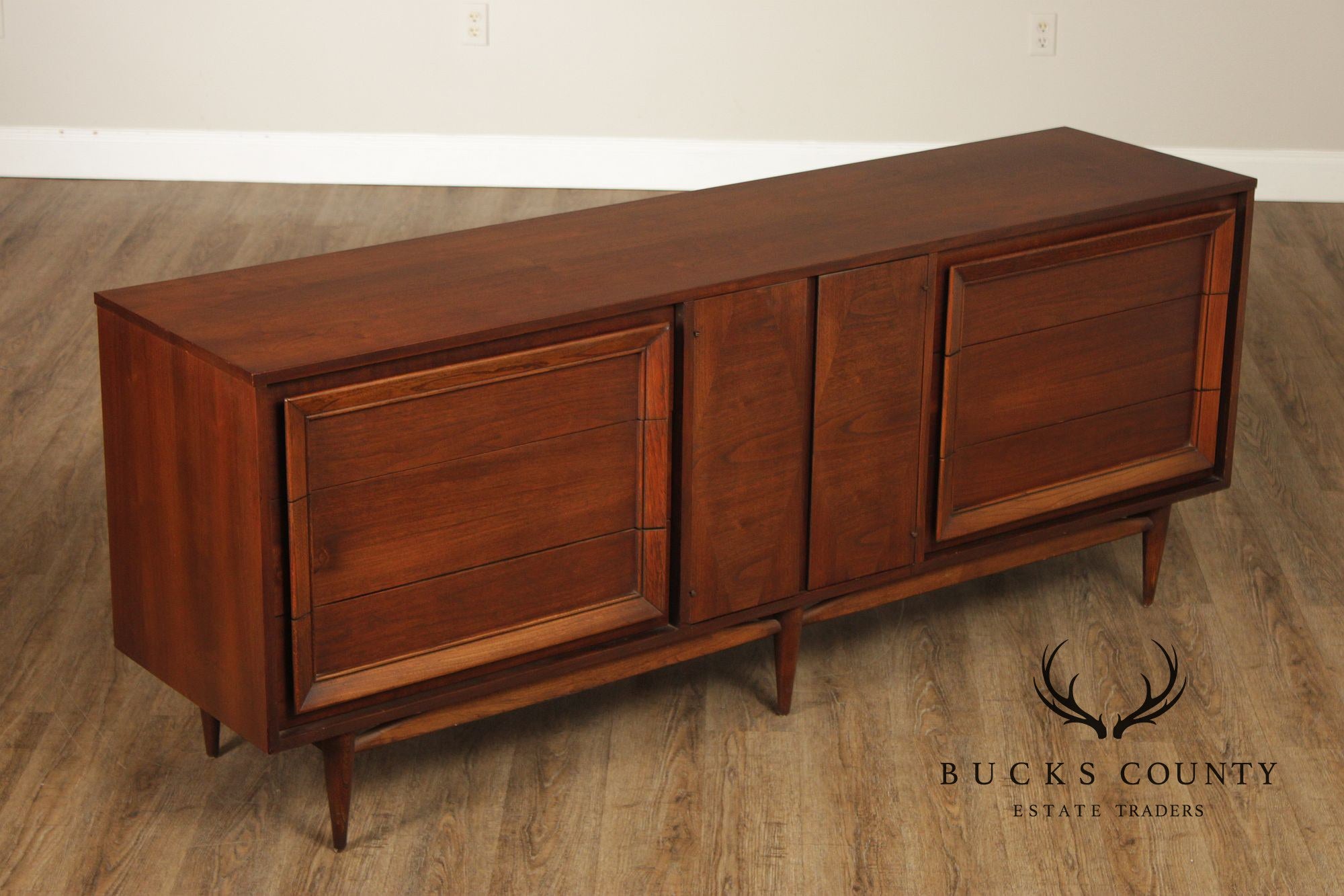 Basic Witz Mid Century Modern Walnut Triple Chest