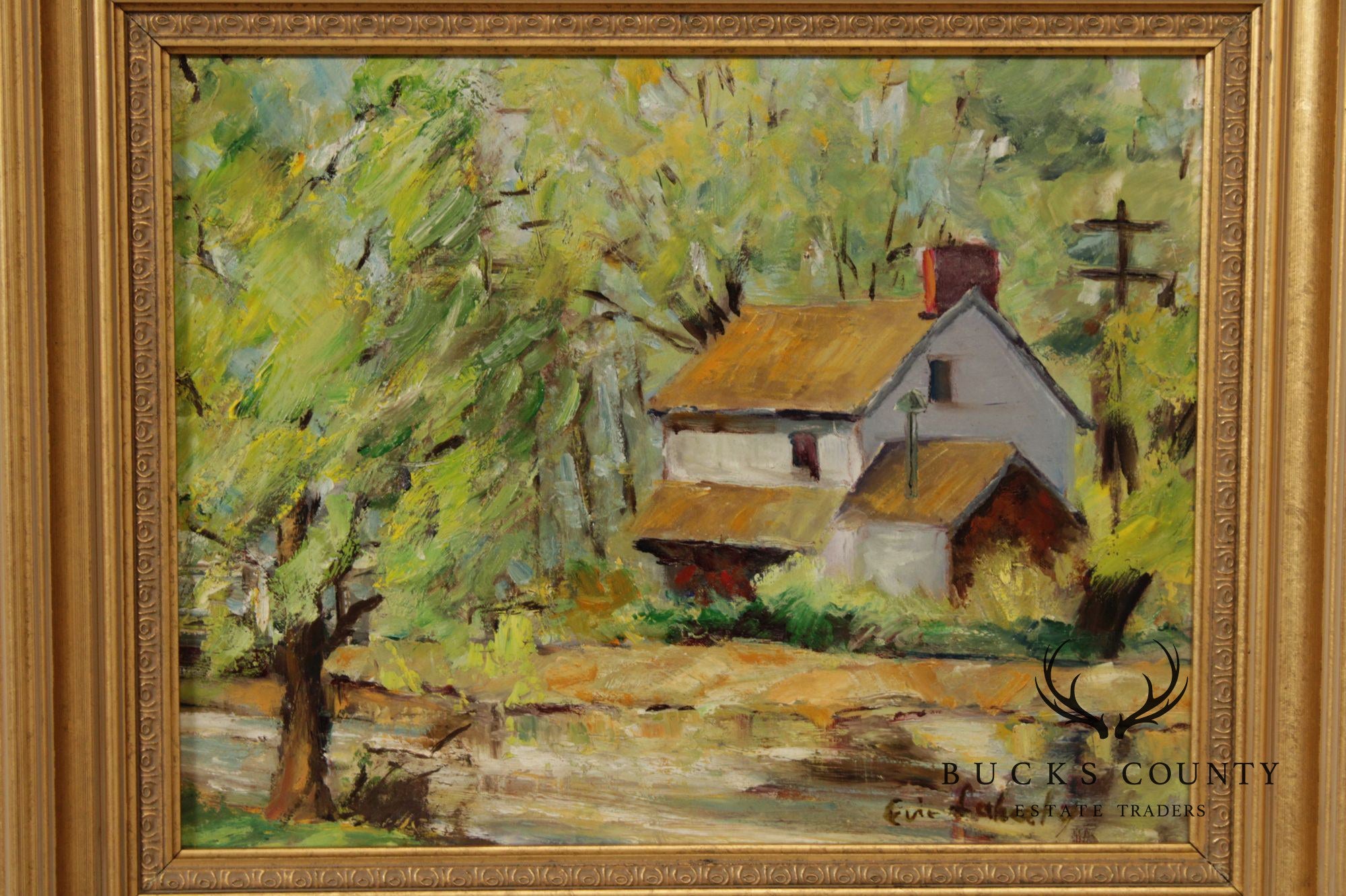 Evelyn Faherty Impressionist Style Oil Painting, 'Canal At Washington's Crossing'