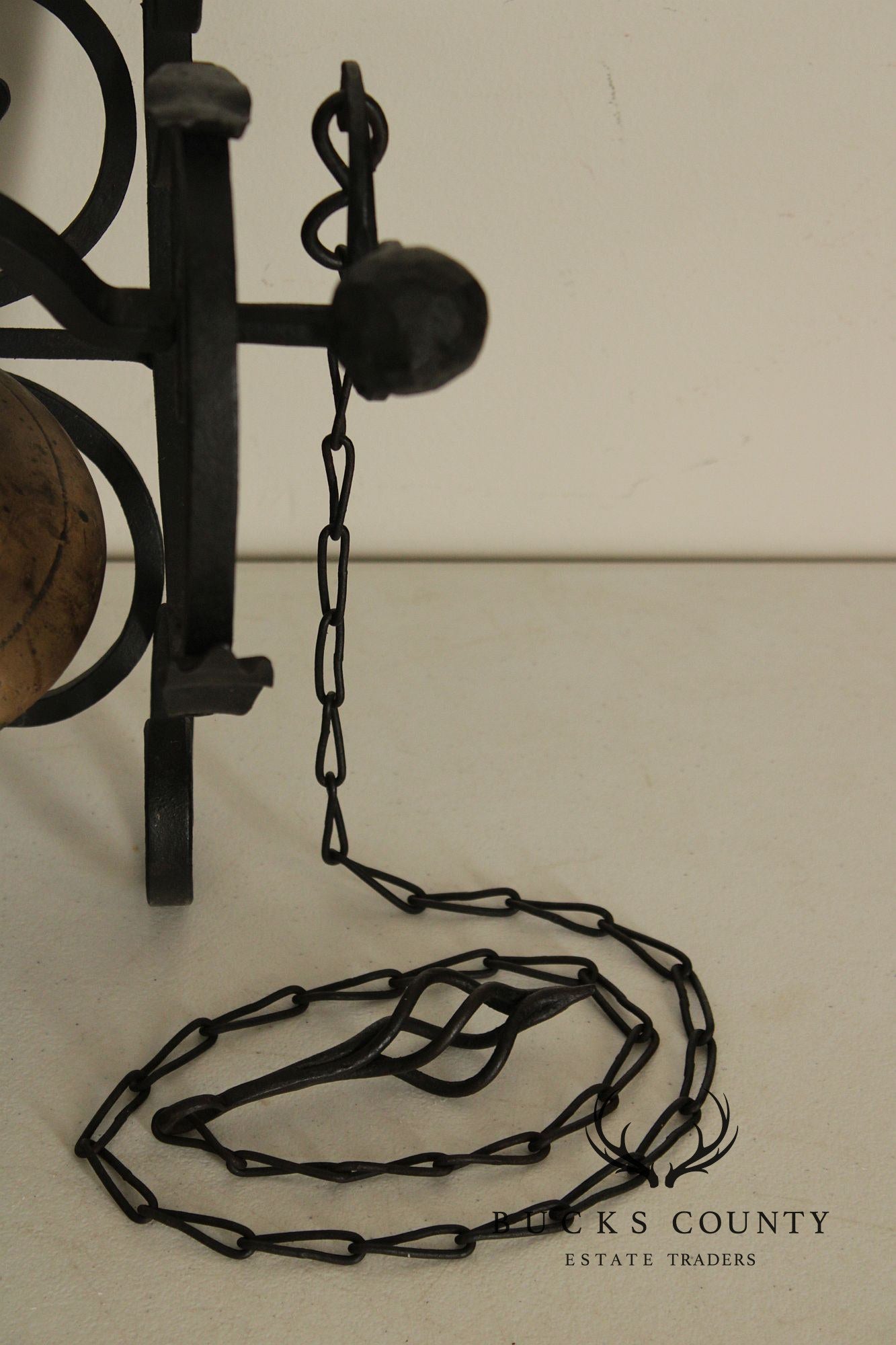 Antique Wrought Iron and Brass Wall-Mounted Bell