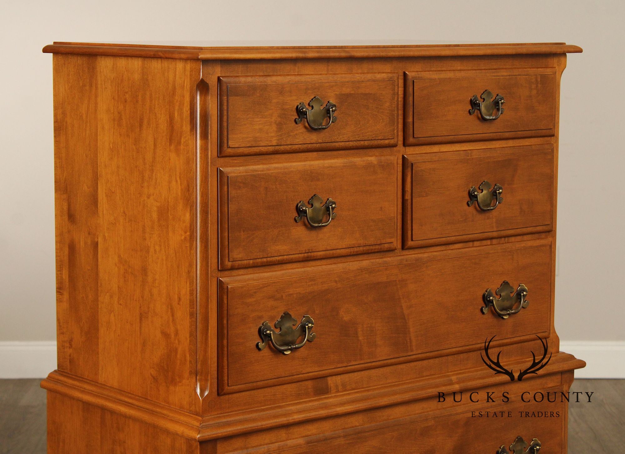 Ethan Allen Chippendale Style Maple Chest on Chest