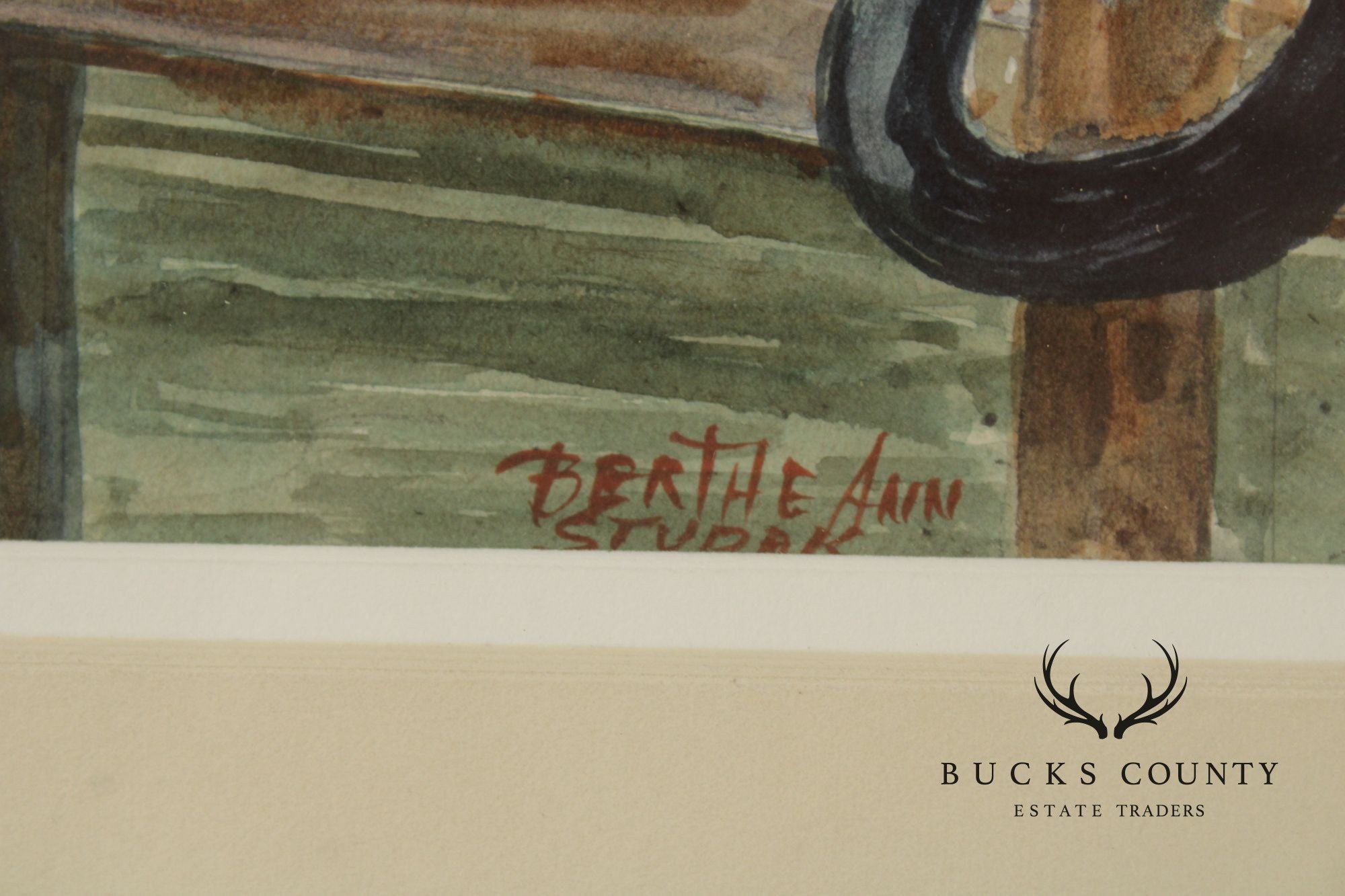 Bertha Ann Stupak Watercolor Painting, Boats in Harbor