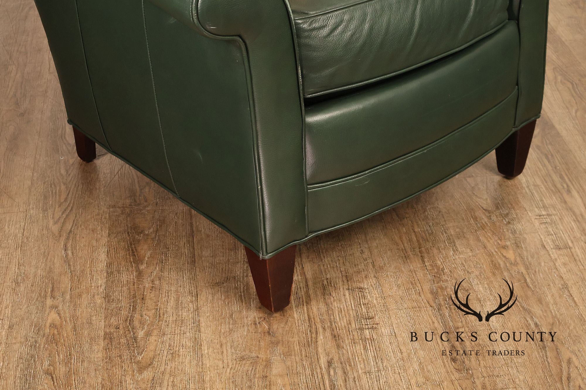 Hancock & Moore Green Leather Recliner Club Chair