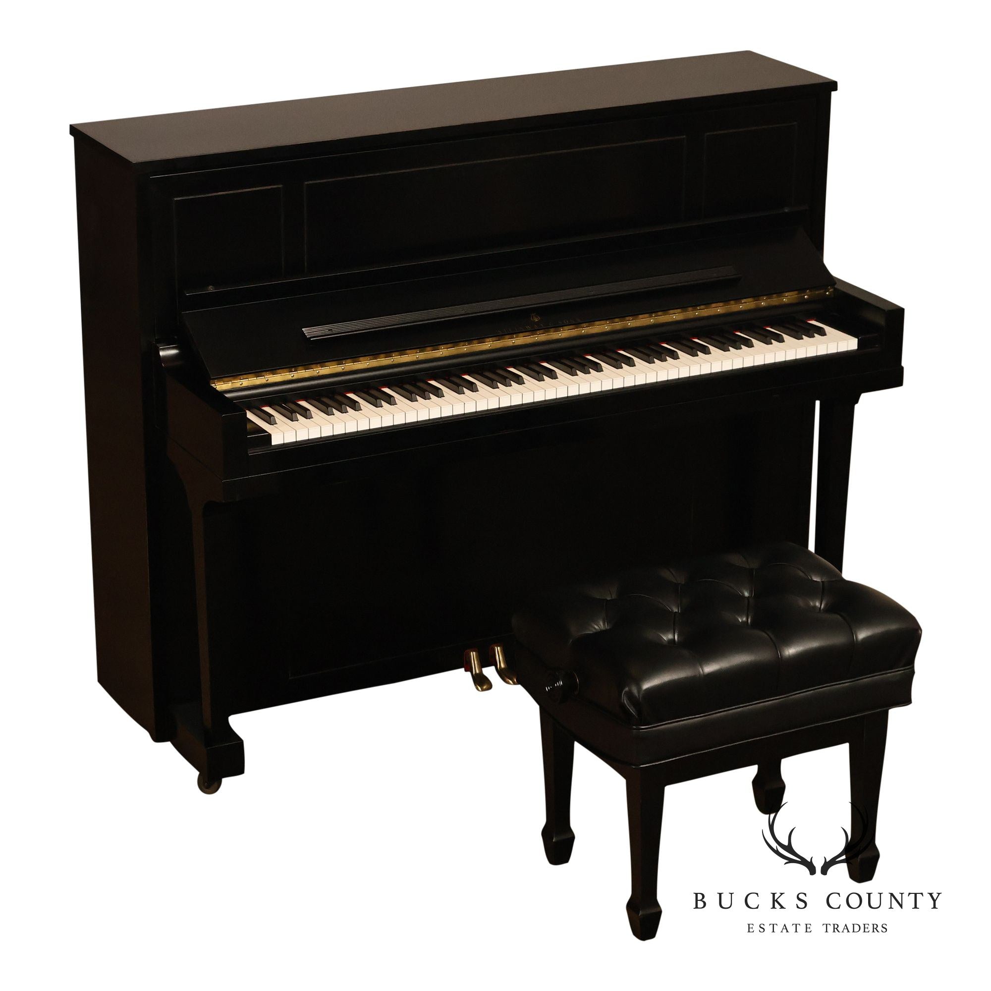Steinway & Sons Model 1098 Ebonized Upright Piano With Bench